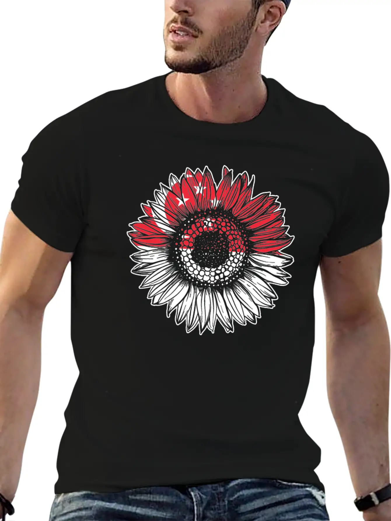 Singapore Flag Sunflower Basic Graphic T-Shirt ¨C Daily Comfort In Soft Cotton