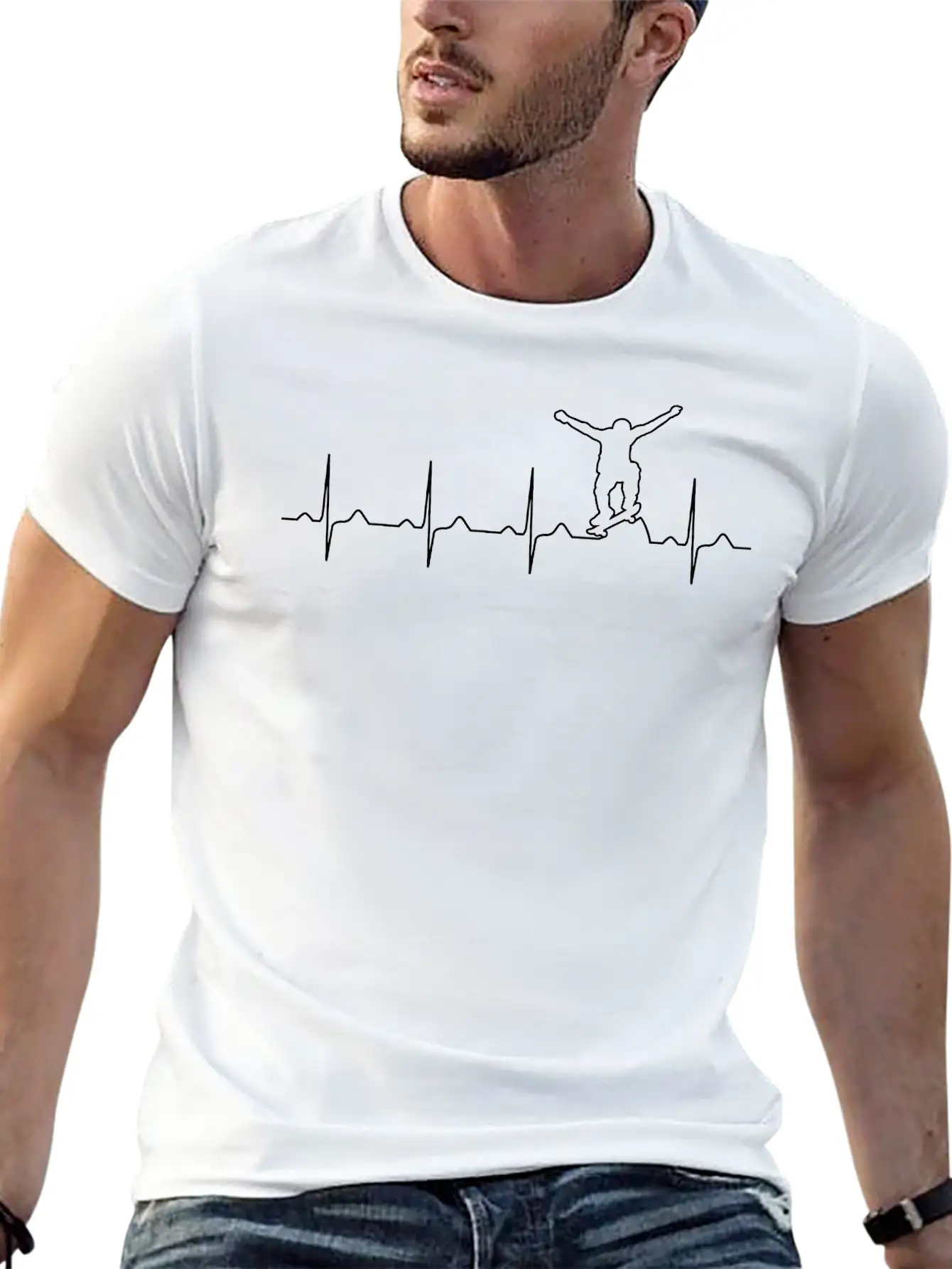 Skater Heartbeat Basic Graphic T-Shirt ¨C Daily Comfort In Soft Cotton