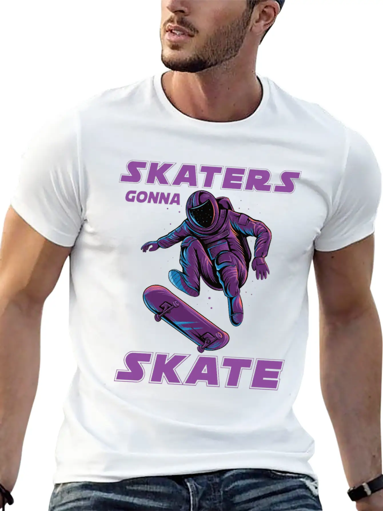 Skaters Gonna Skate Astronaut Basic Graphic T-Shirt ¨C Daily Comfort In Soft Cotton