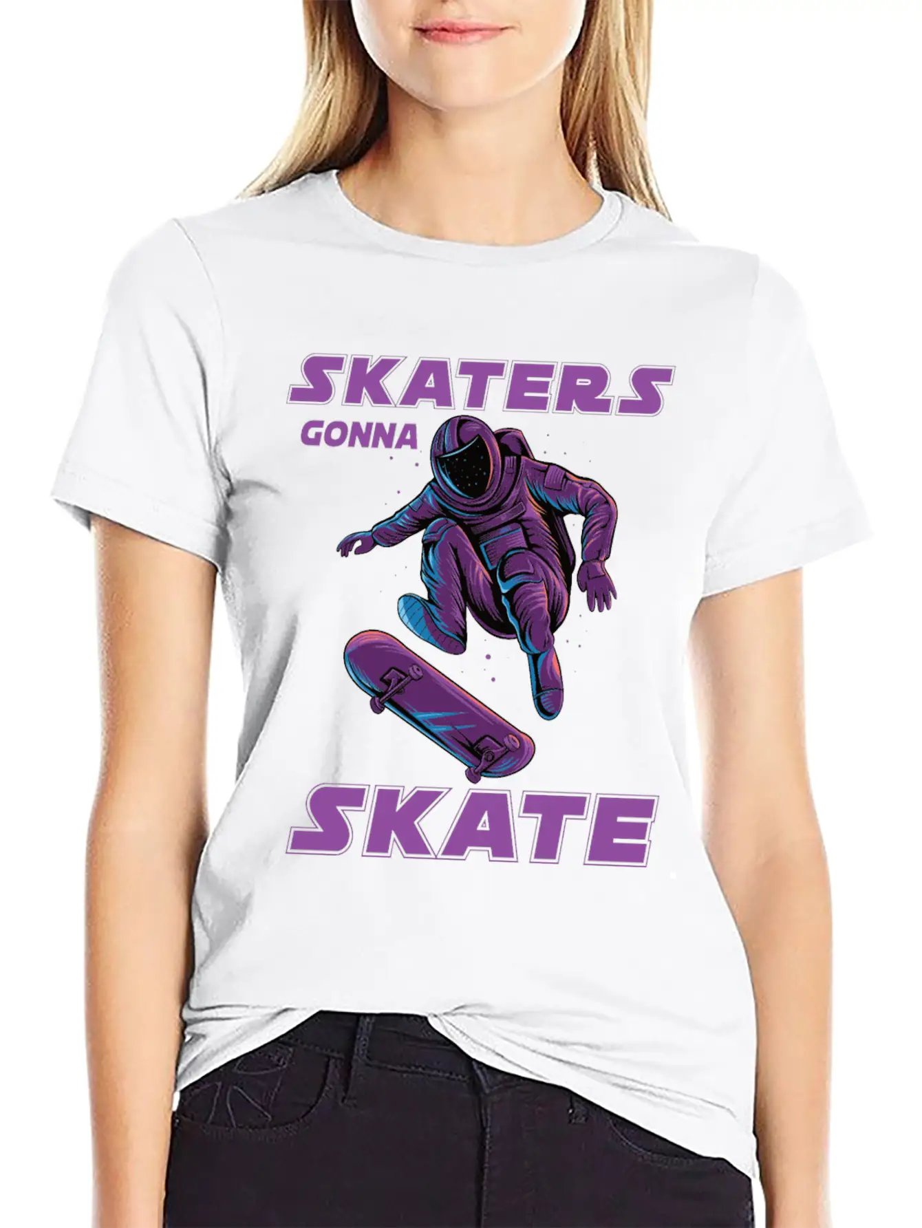Skaters Gonna Skate Astronaut Basic Graphic T-Shirt ¨C Daily Comfort In Soft Cotton
