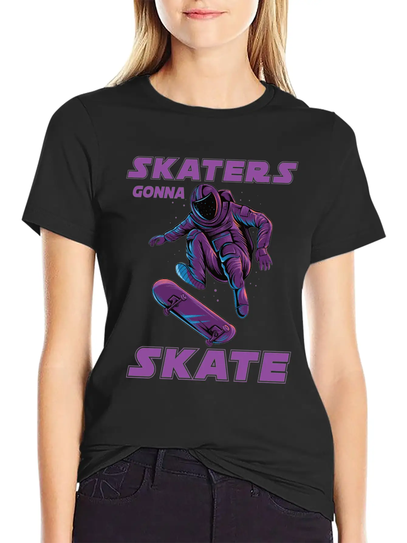 Skaters Gonna Skate Astronaut Basic Graphic T-Shirt ¨C Daily Comfort In Soft Cotton