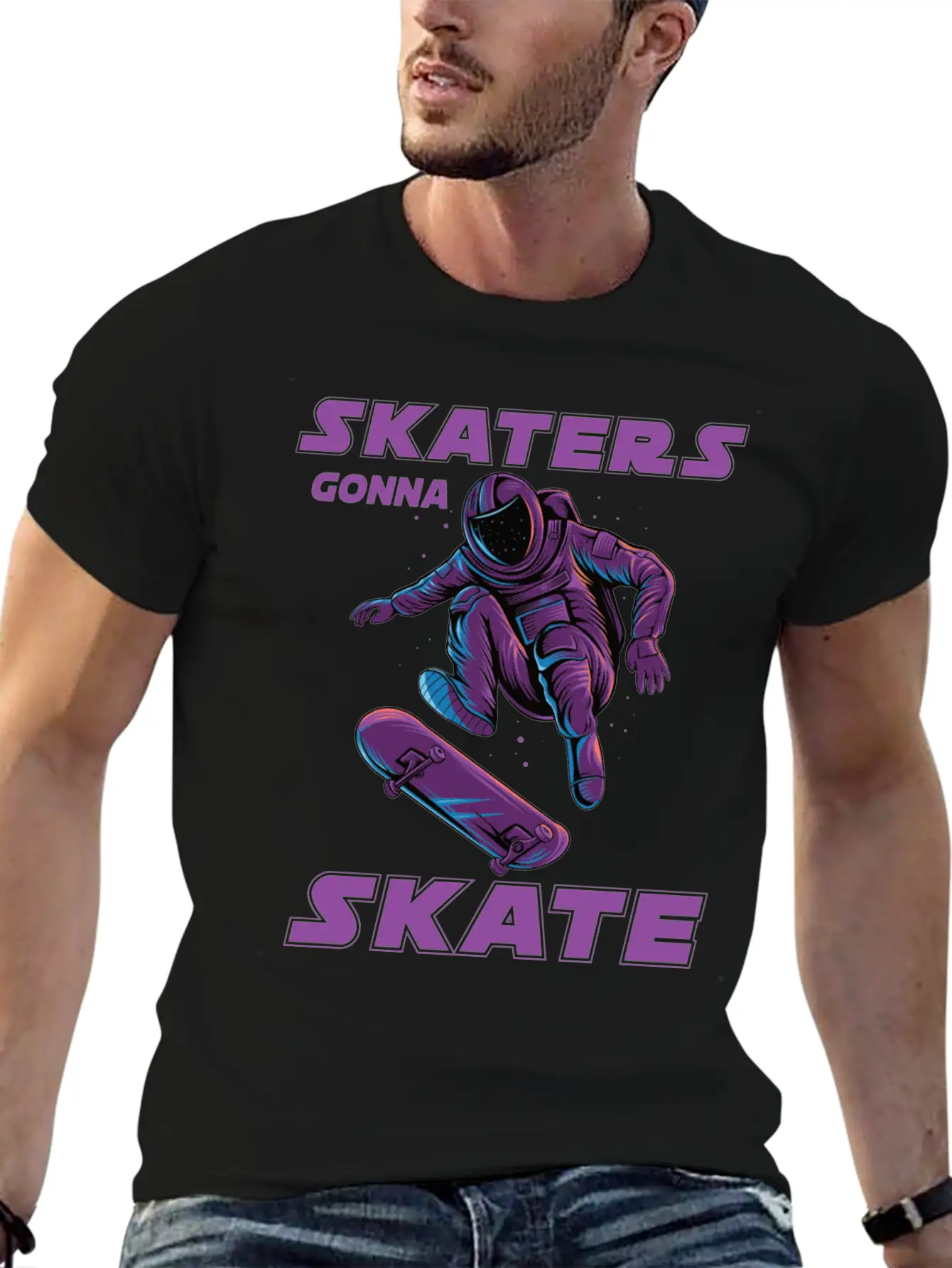 Skaters Gonna Skate Astronaut Basic Graphic T-Shirt ¨C Daily Comfort In Soft Cotton