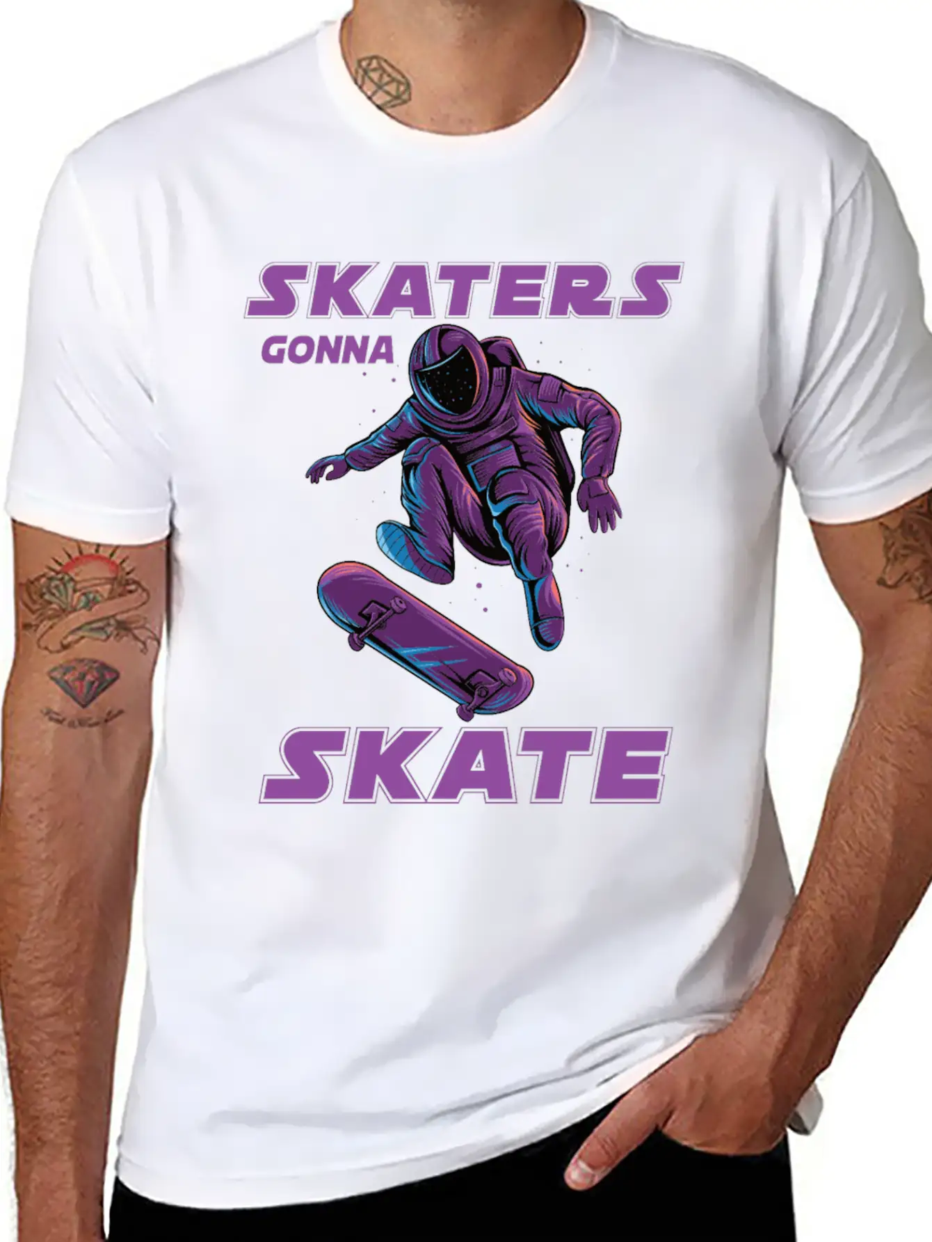 Skaters Gonna Skate Astronaut Basic Graphic T-Shirt ¨C Daily Comfort In Soft Cotton