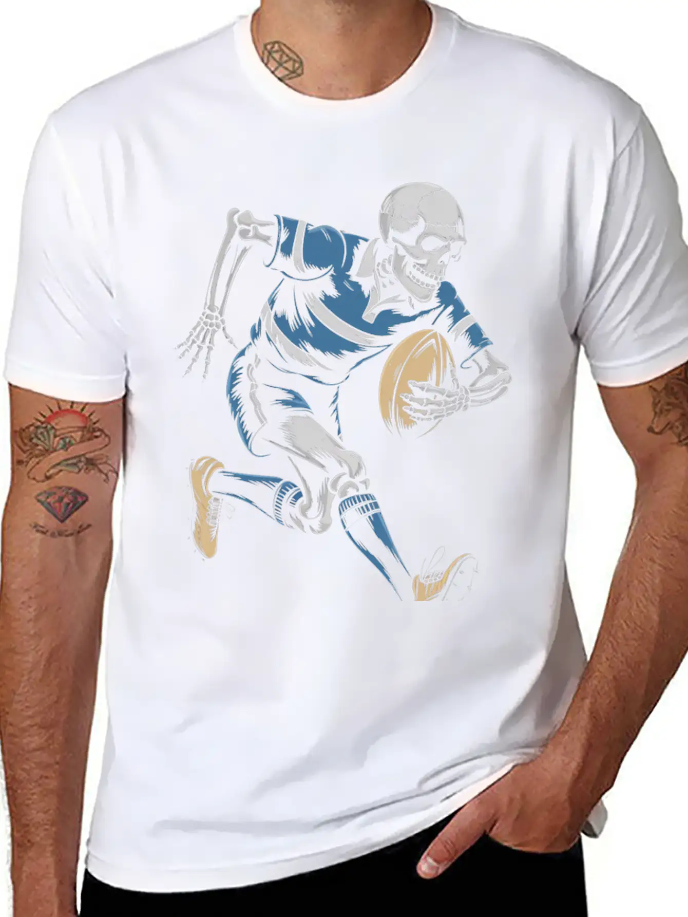 Skeleton Playing American Football Soft Cotton Short Sleeve Tee ¨C Unisex Wardrobe Staple