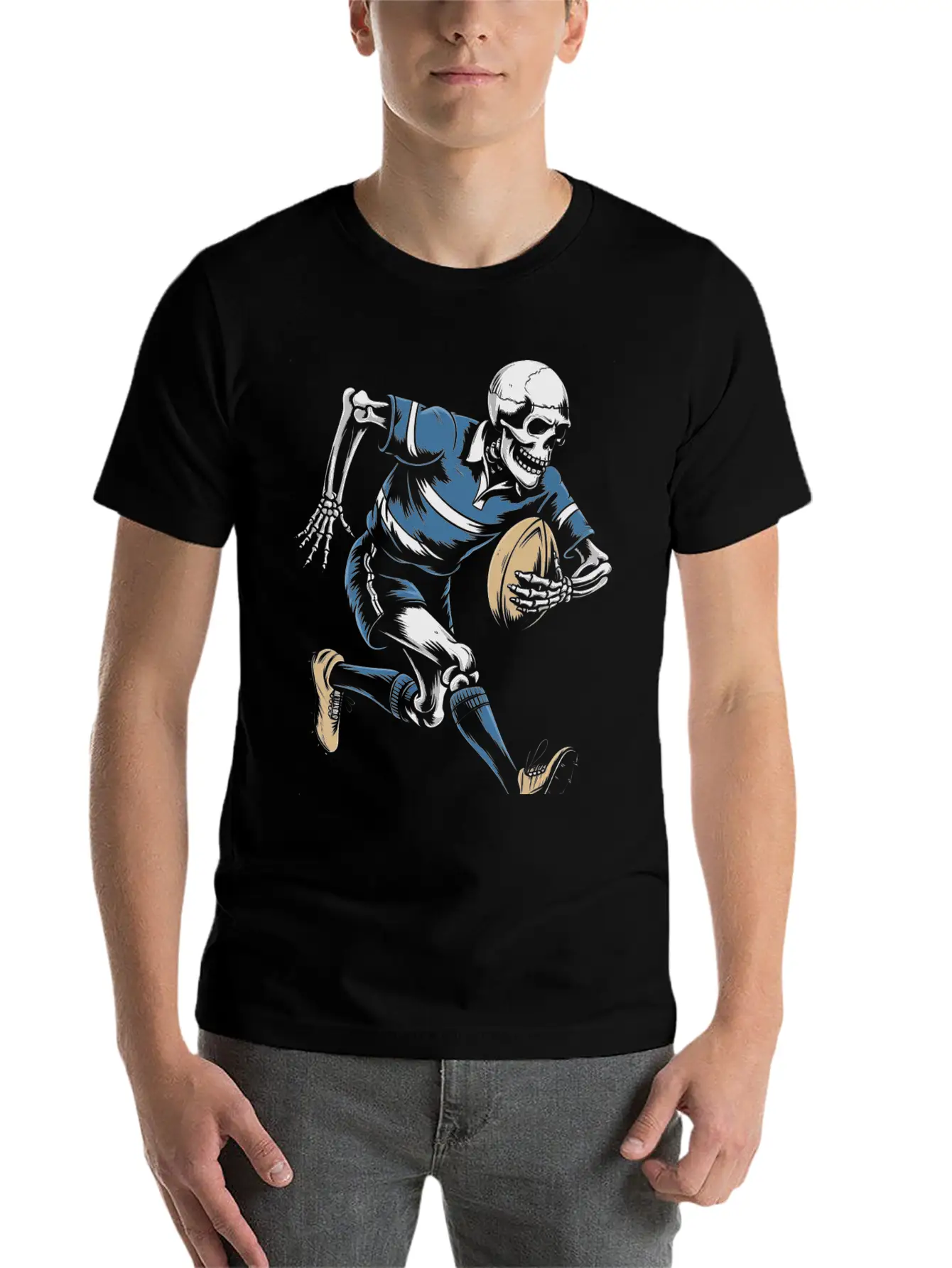 Skeleton Playing American Football Soft Cotton Short Sleeve Tee ¨C Unisex Wardrobe Staple