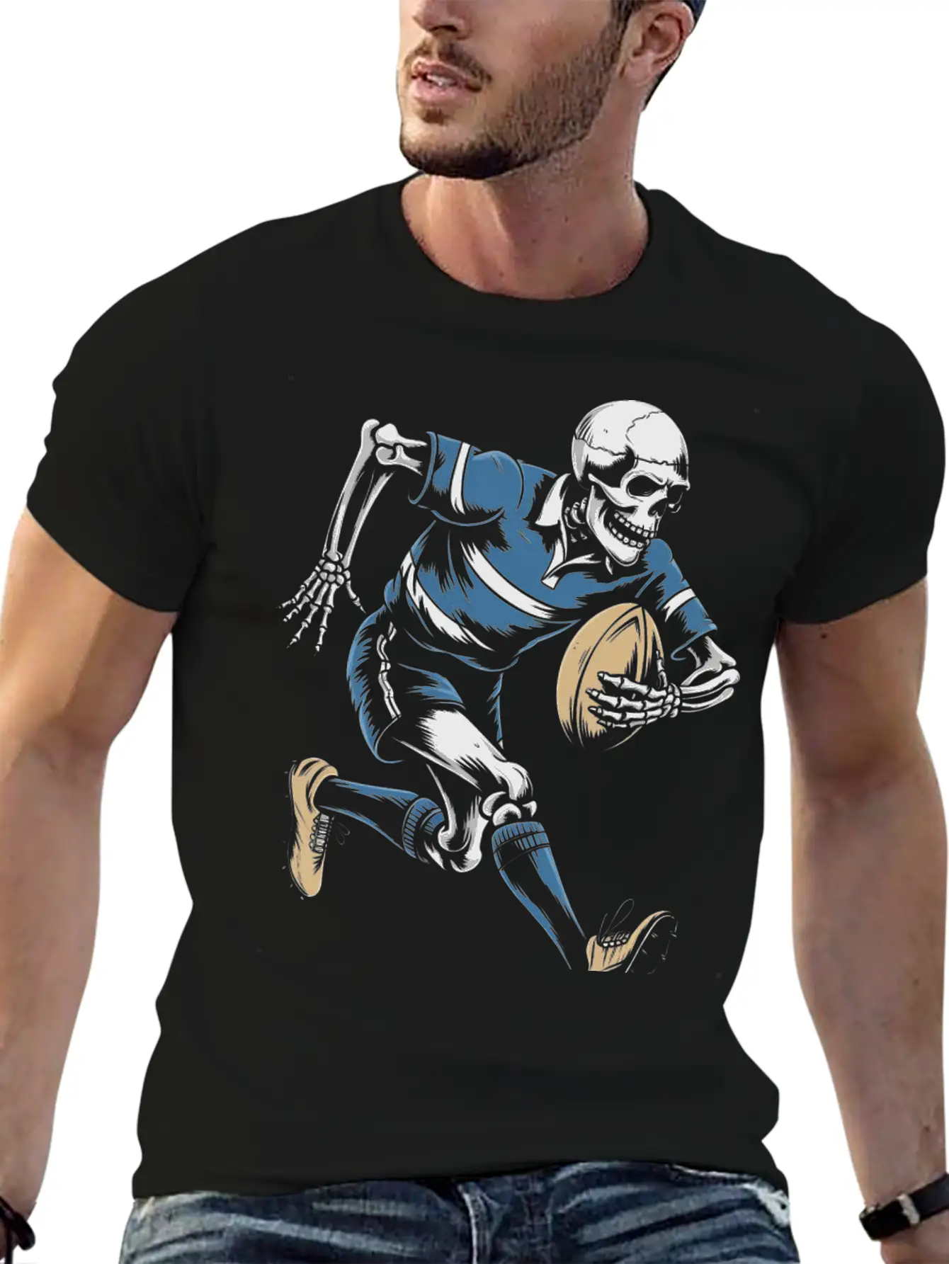 Skeleton Playing American Football Soft Cotton Short Sleeve Tee ¨C Unisex Wardrobe Staple