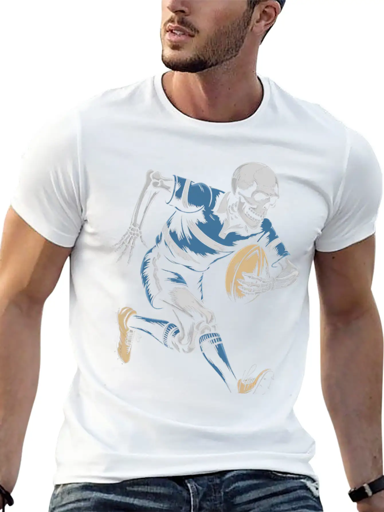 Skeleton Playing American Football Soft Cotton Short Sleeve Tee ¨C Unisex Wardrobe Staple