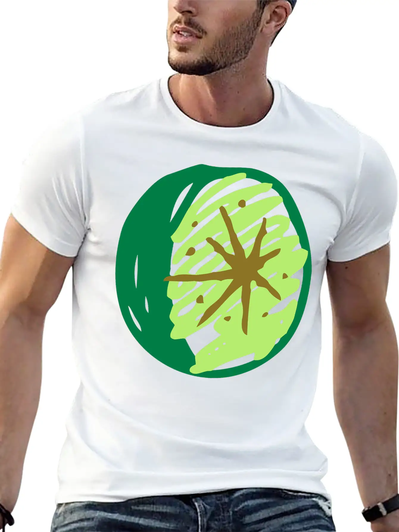Sketched Lime Essential Cotton Tee For Daily Outfits ¨C Unisex Style