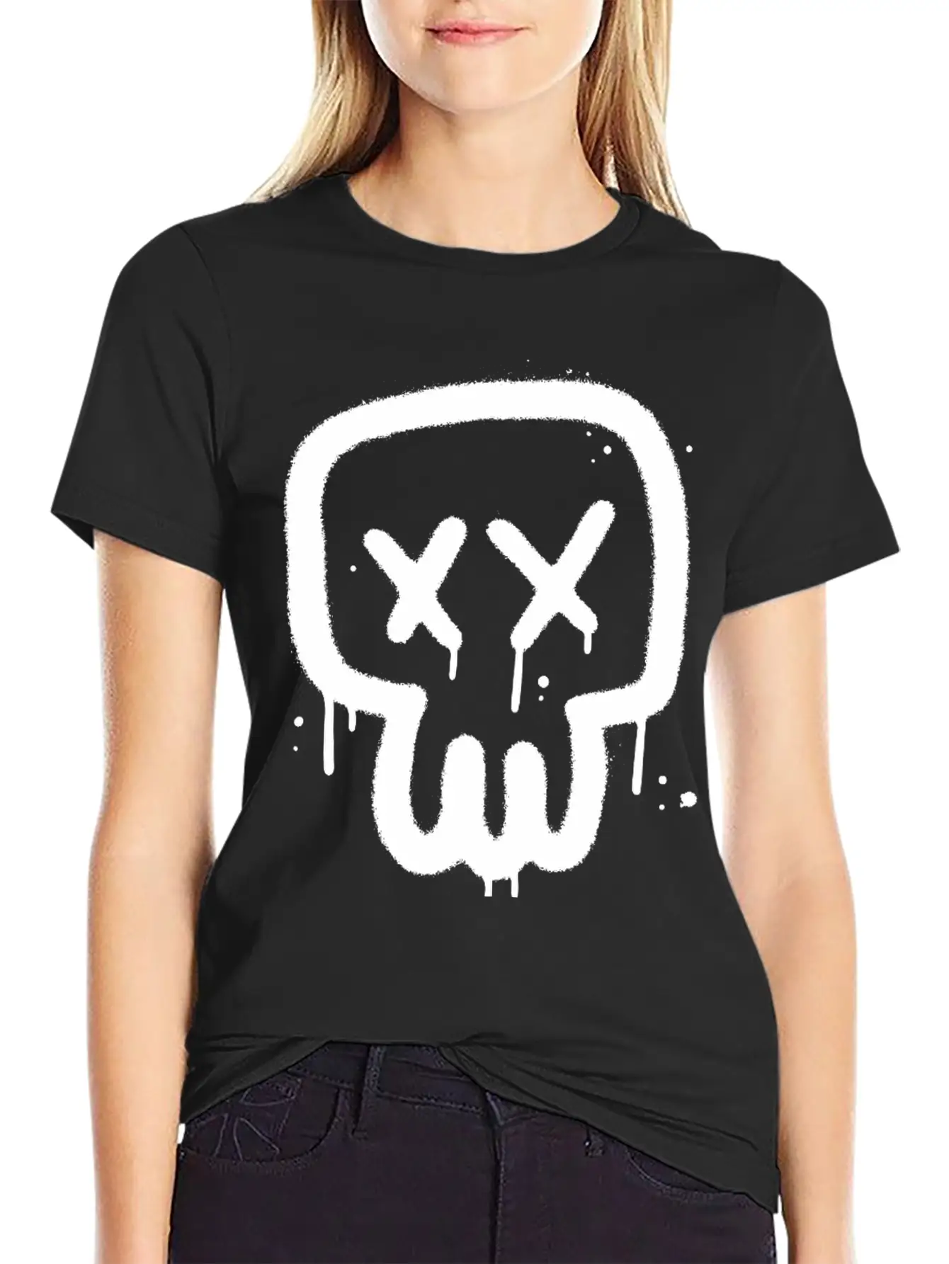 Skull Graffiti Essential Cotton Tee For Daily Outfits ¨C Unisex Style