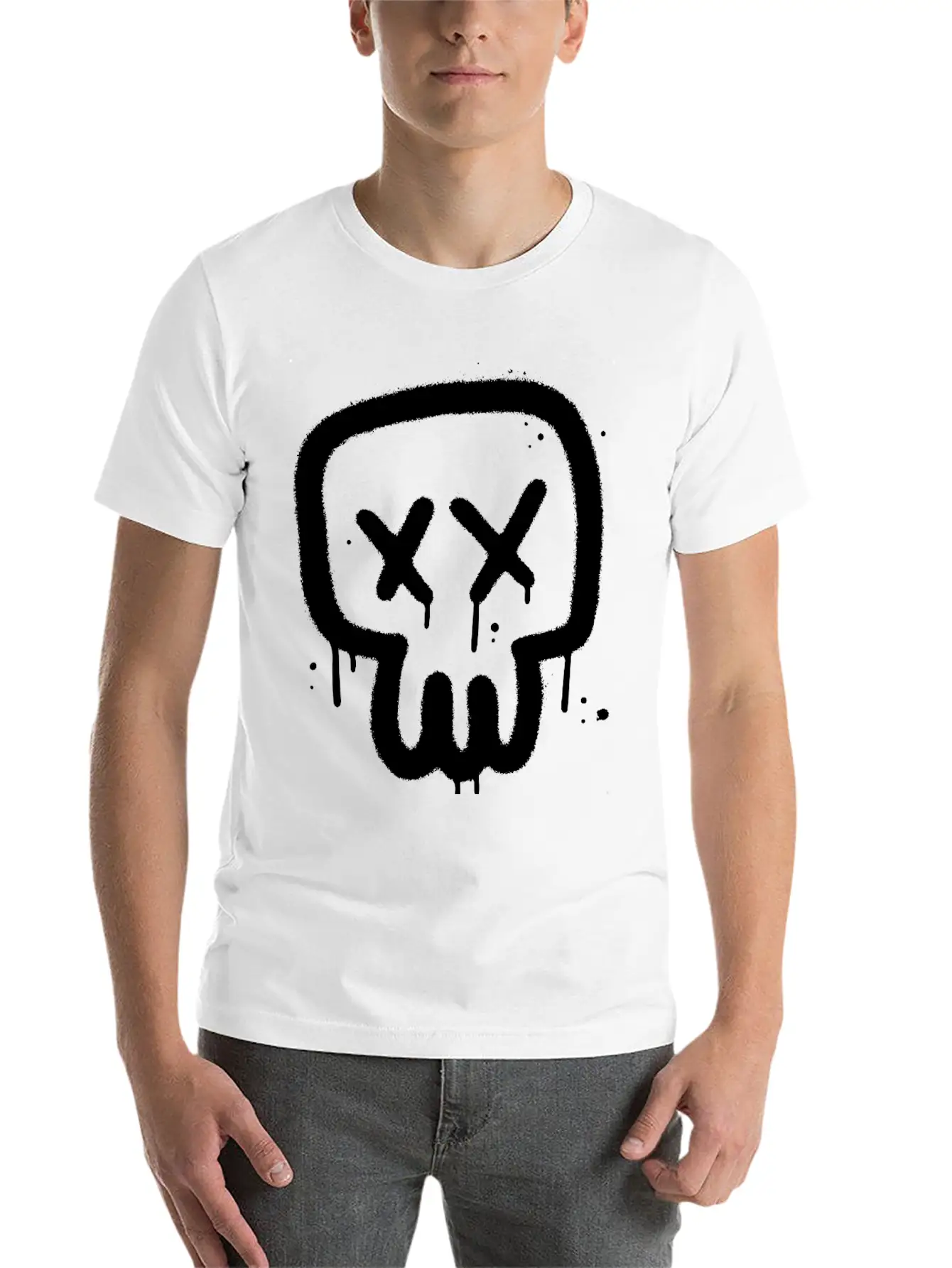 Skull Graffiti Essential Cotton Tee For Daily Outfits ¨C Unisex Style
