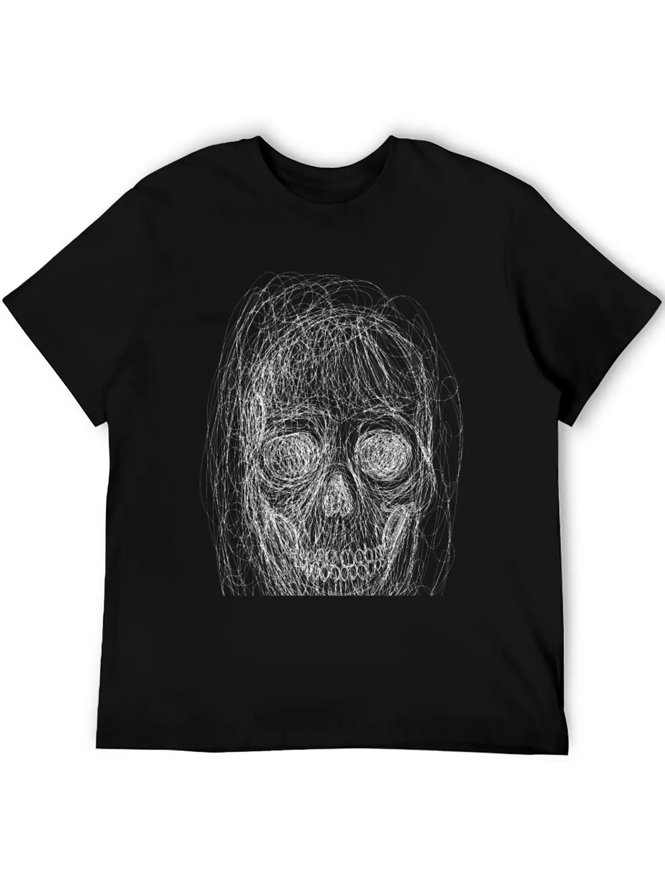 Skull Line Art_ Painted Skull Face Soft Cotton Short Sleeve Tee ¨C Unisex Wardrobe Staple
