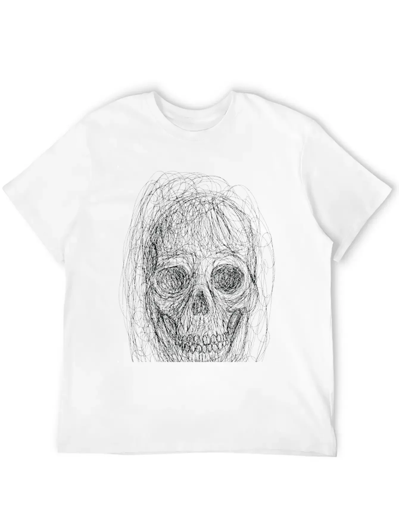 Skull Line Art_ Painted Skull Face Soft Cotton Short Sleeve Tee ¨C Unisex Wardrobe Staple