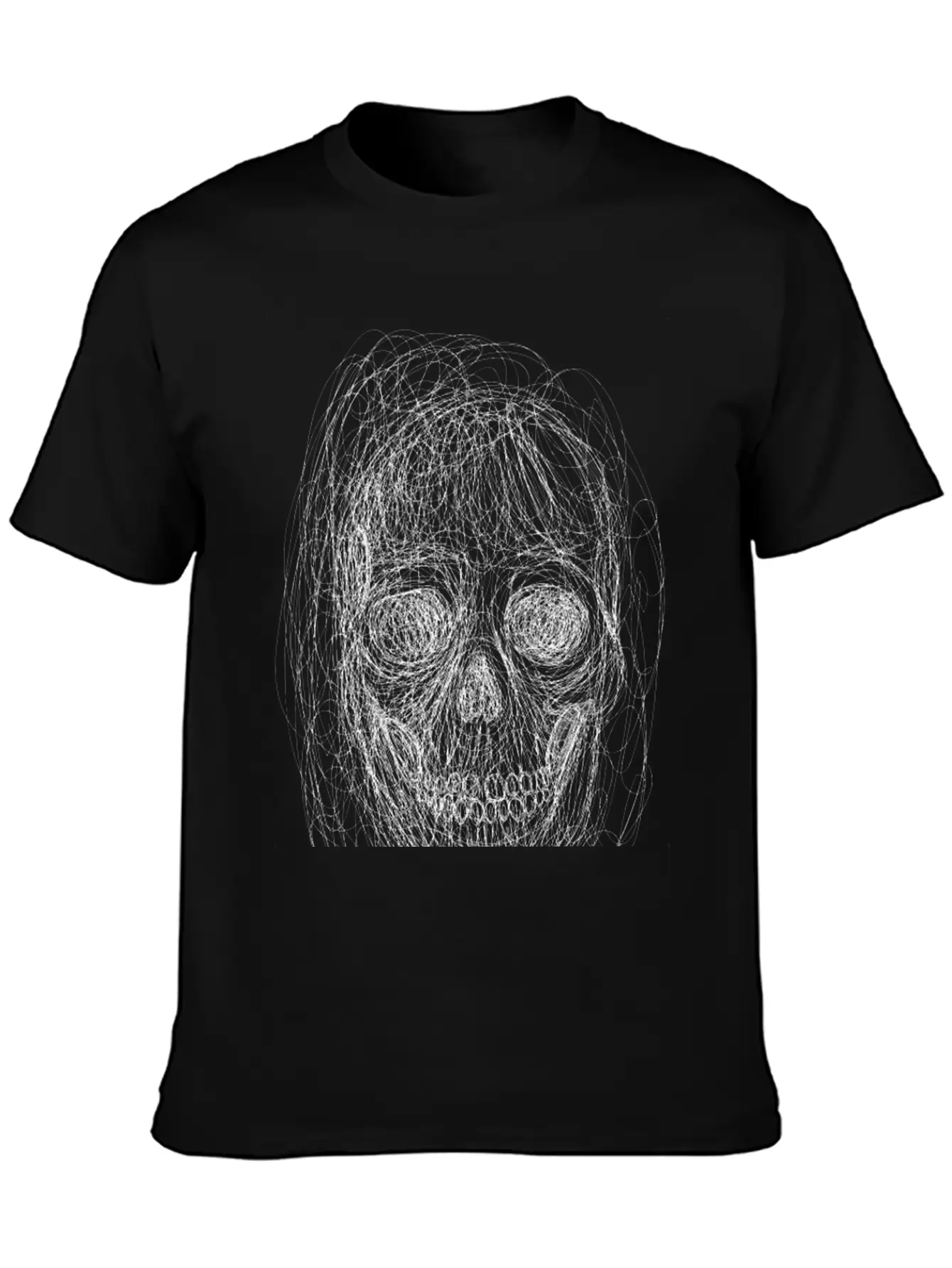 Skull Line Art_ Painted Skull Face Soft Cotton Short Sleeve Tee ¨C Unisex Wardrobe Staple