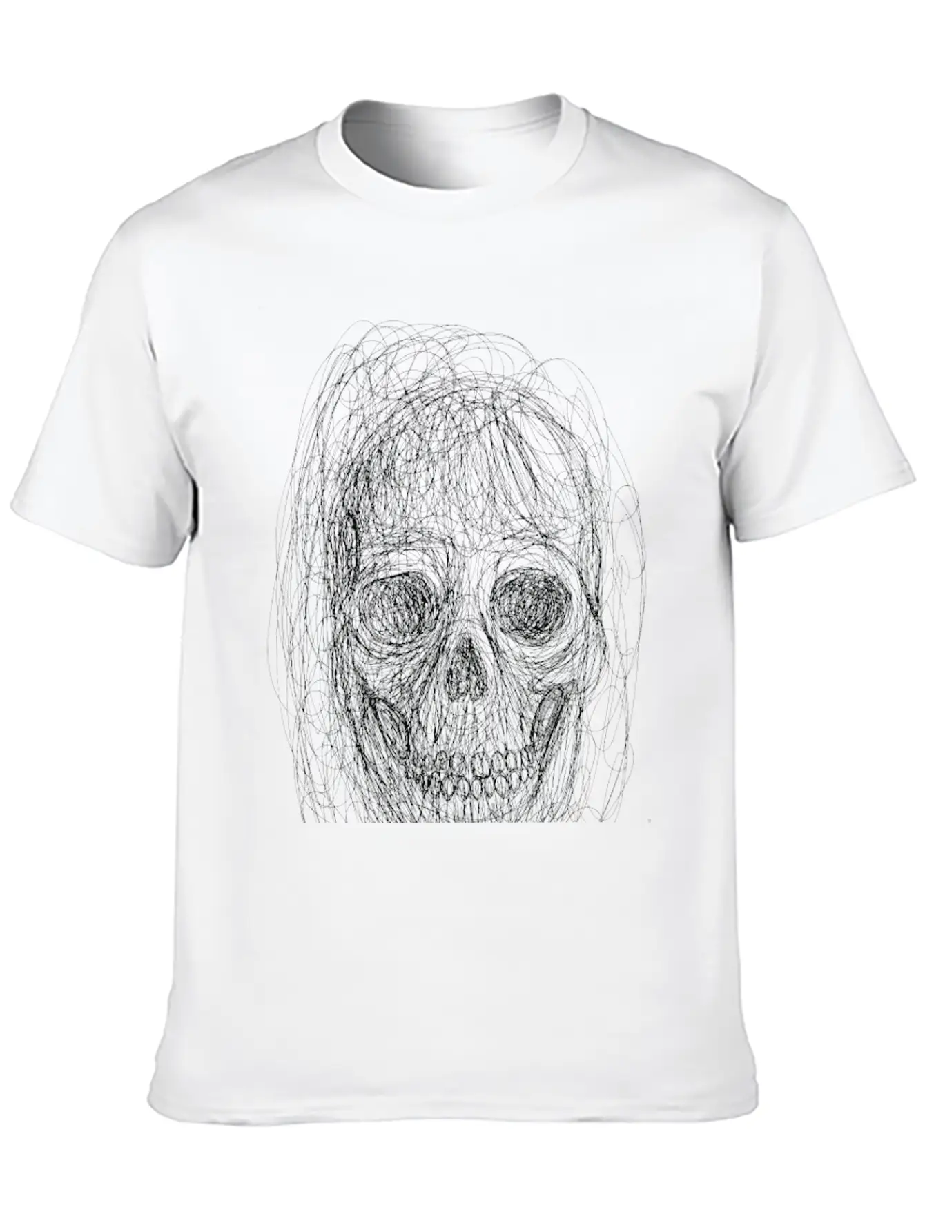Skull Line Art_ Painted Skull Face Soft Cotton Short Sleeve Tee ¨C Unisex Wardrobe Staple