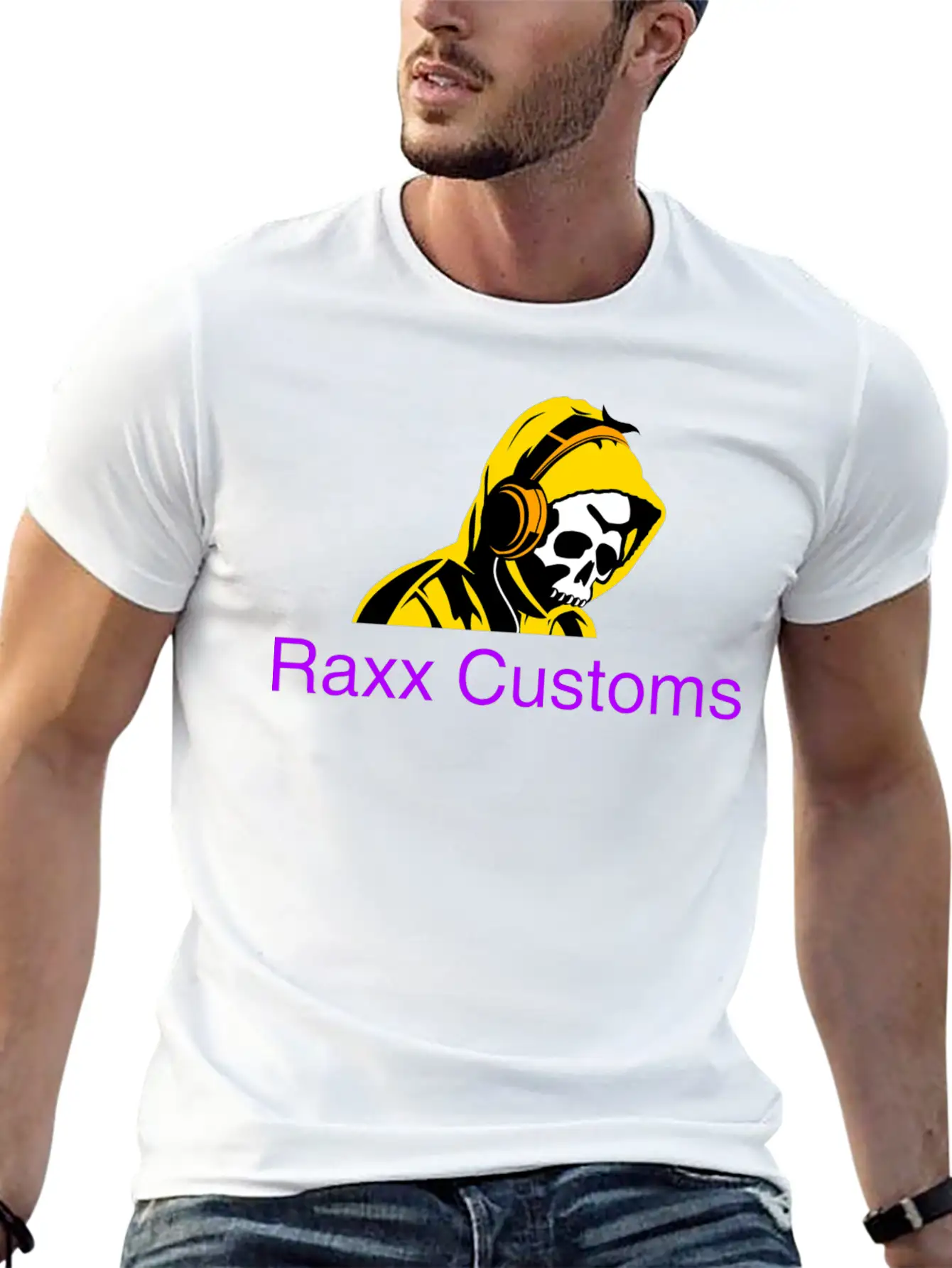 SKULL RAXX CUSTOMS Logo Yellow Basic Graphic T-Shirt ¨C Daily Comfort In Soft Cotton