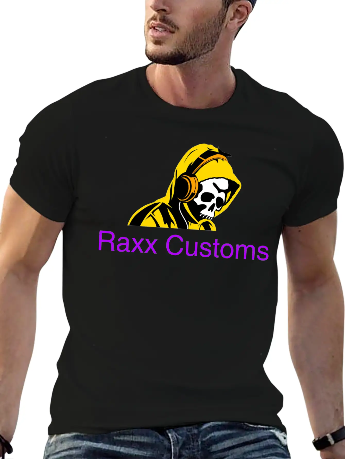 SKULL RAXX CUSTOMS Logo Yellow Basic Graphic T-Shirt ¨C Daily Comfort In Soft Cotton
