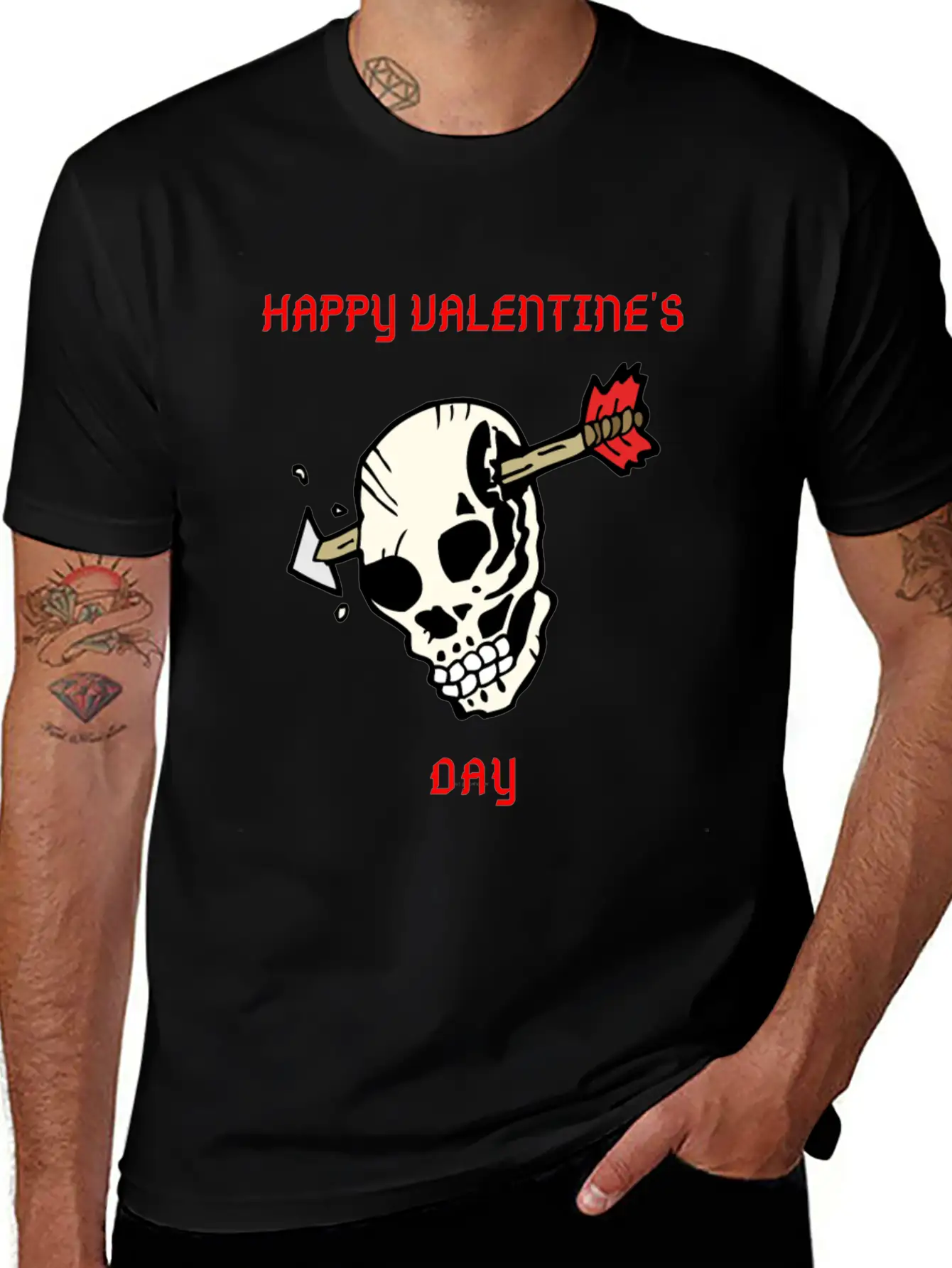 SKULL WITH ARROW VDAY Large Essential Cotton Tee For Daily Outfits ¨C Unisex Style
