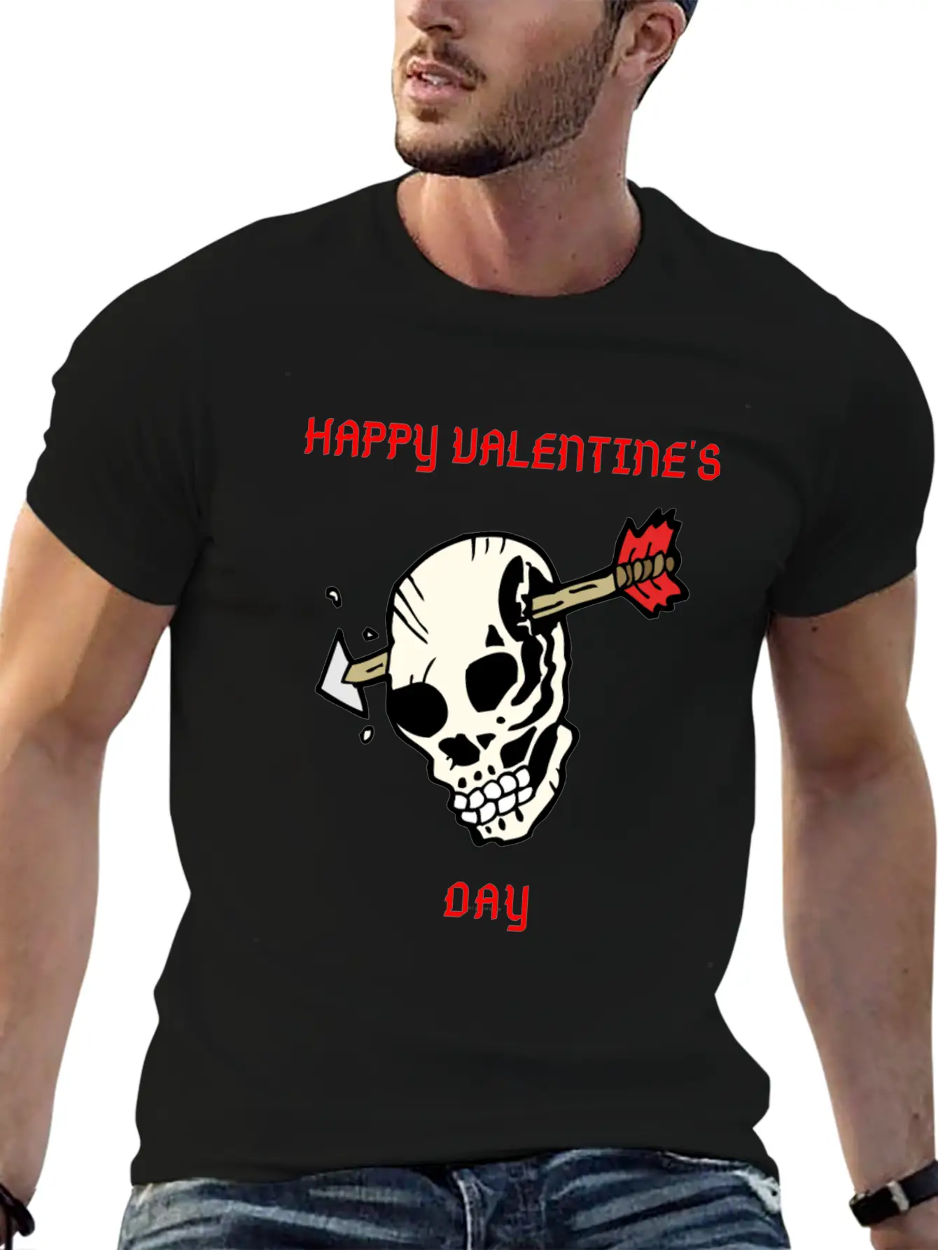 SKULL WITH ARROW VDAY Large Essential Cotton Tee For Daily Outfits ¨C Unisex Style