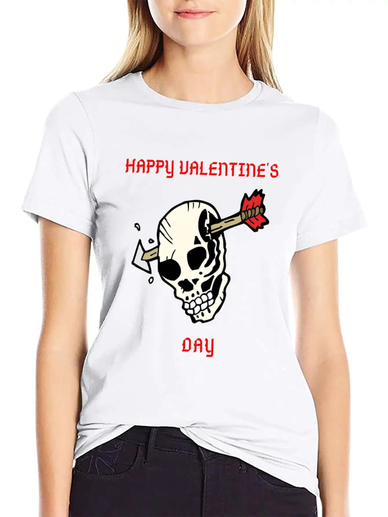 SKULL WITH ARROW VDAY Large Essential Cotton Tee For Daily Outfits ¨C Unisex Style