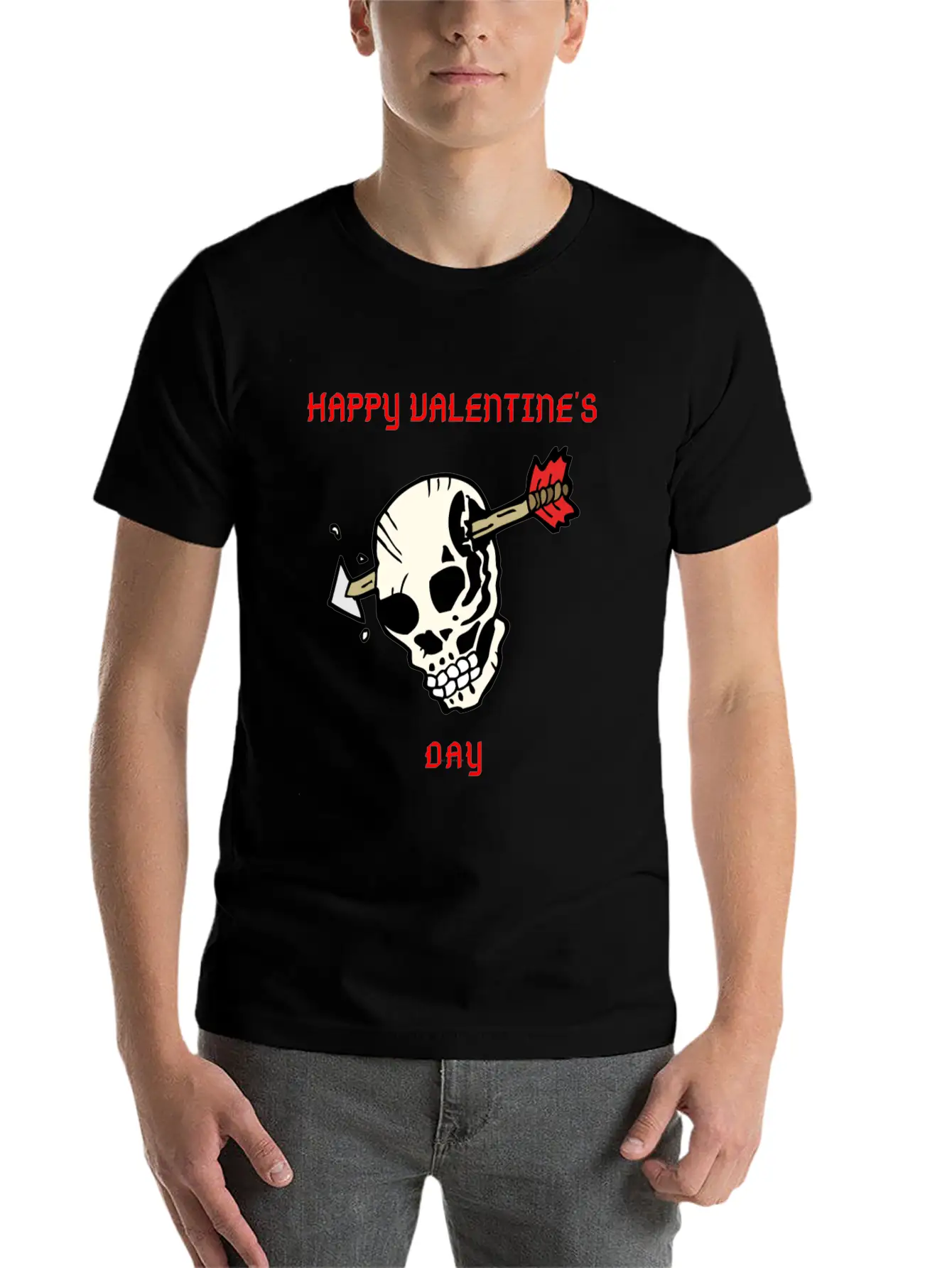 SKULL WITH ARROW VDAY Large Essential Cotton Tee For Daily Outfits ¨C Unisex Style
