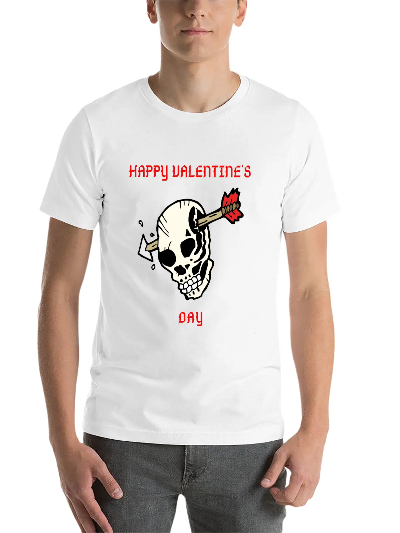 SKULL WITH ARROW VDAY Large Essential Cotton Tee For Daily Outfits ¨C Unisex Style