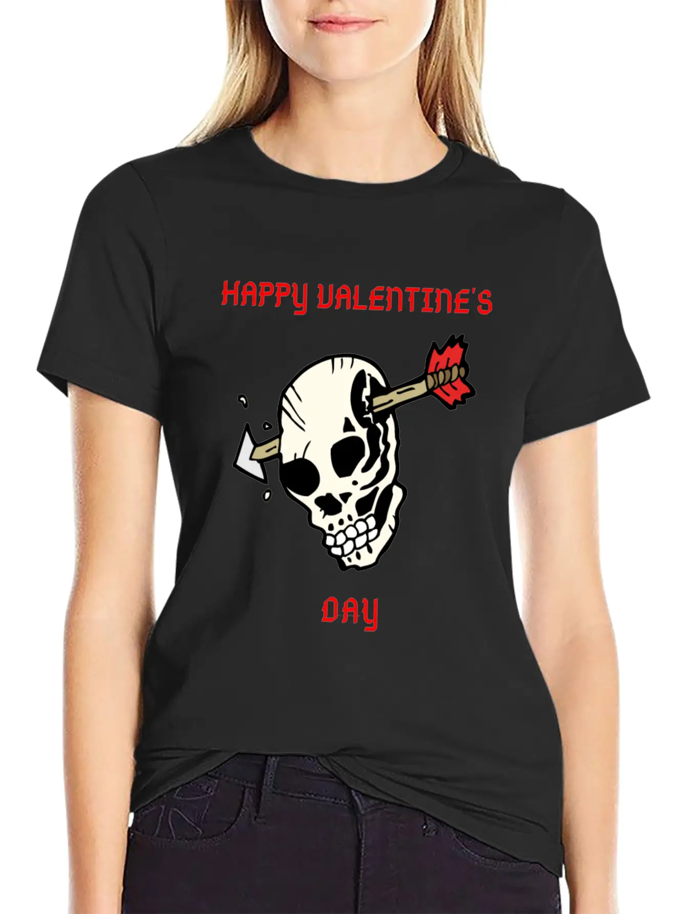 SKULL WITH ARROW VDAY Large Essential Cotton Tee For Daily Outfits ¨C Unisex Style