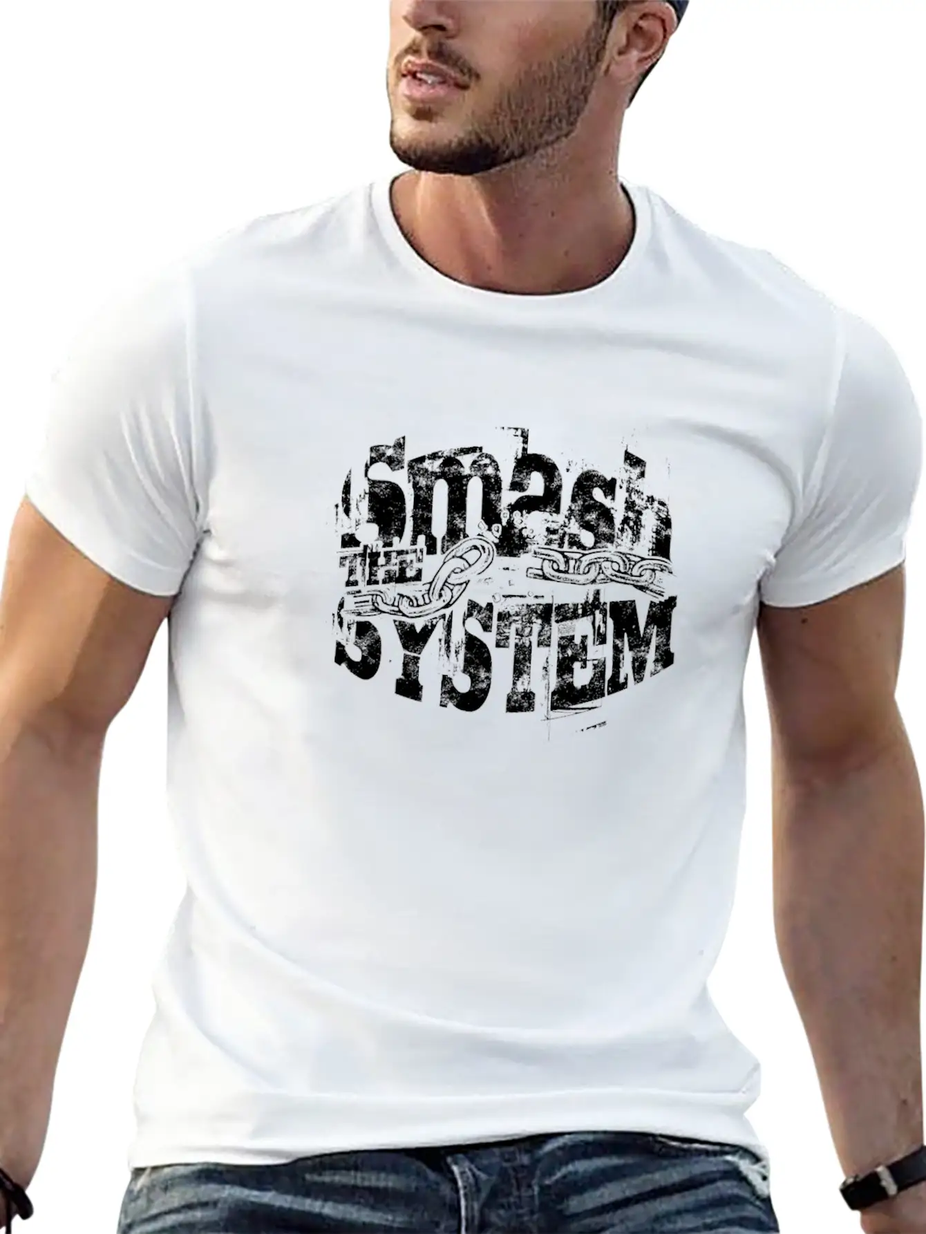 Smash The System - Punk Basic Graphic T-Shirt ¨C Daily Comfort In Soft Cotton