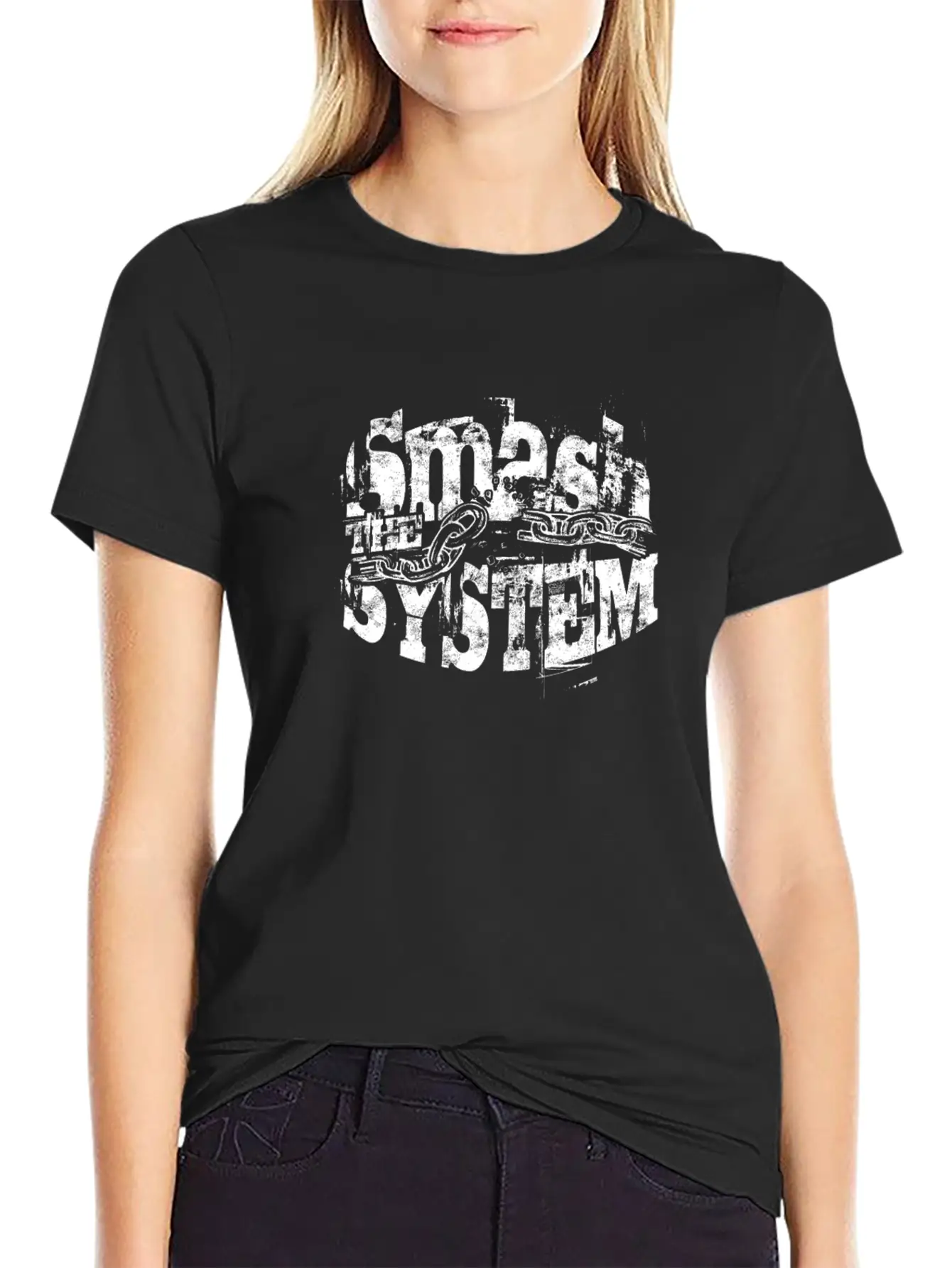 Smash The System - Punk Basic Graphic T-Shirt ¨C Daily Comfort In Soft Cotton