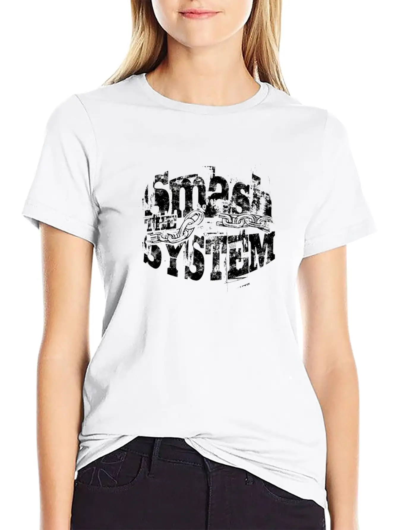 Smash The System - Punk Basic Graphic T-Shirt ¨C Daily Comfort In Soft Cotton