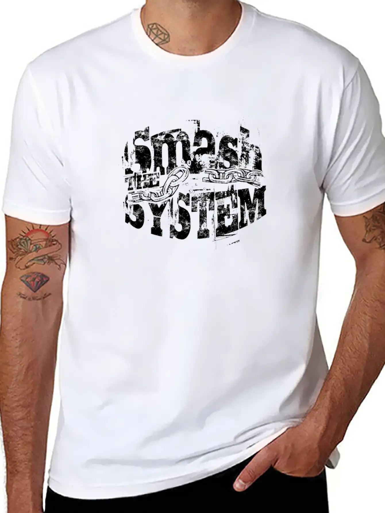 Smash The System - Punk Basic Graphic T-Shirt ¨C Daily Comfort In Soft Cotton