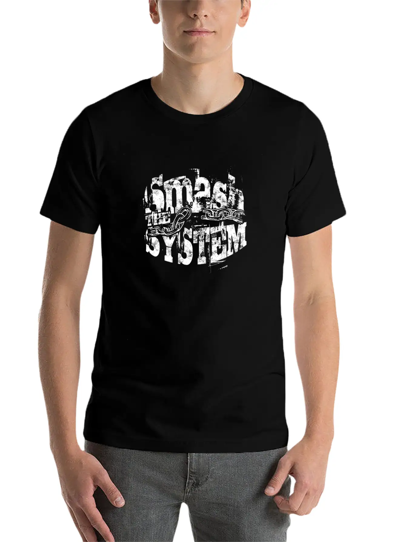 Smash The System - Punk Basic Graphic T-Shirt ¨C Daily Comfort In Soft Cotton