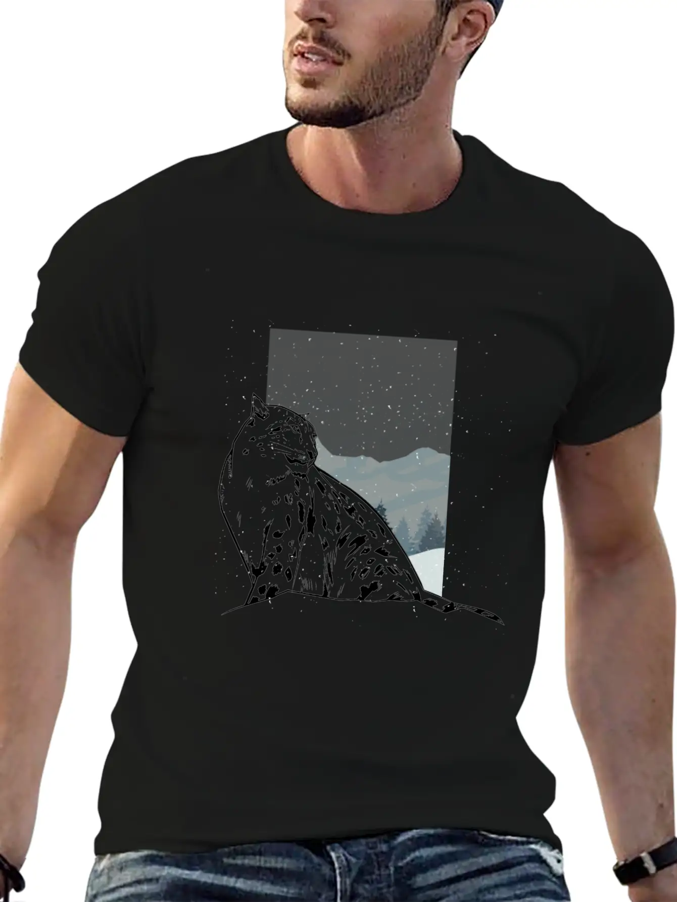 Snow Leopard Essential Cotton Tee For Daily Outfits ¨C Unisex Style