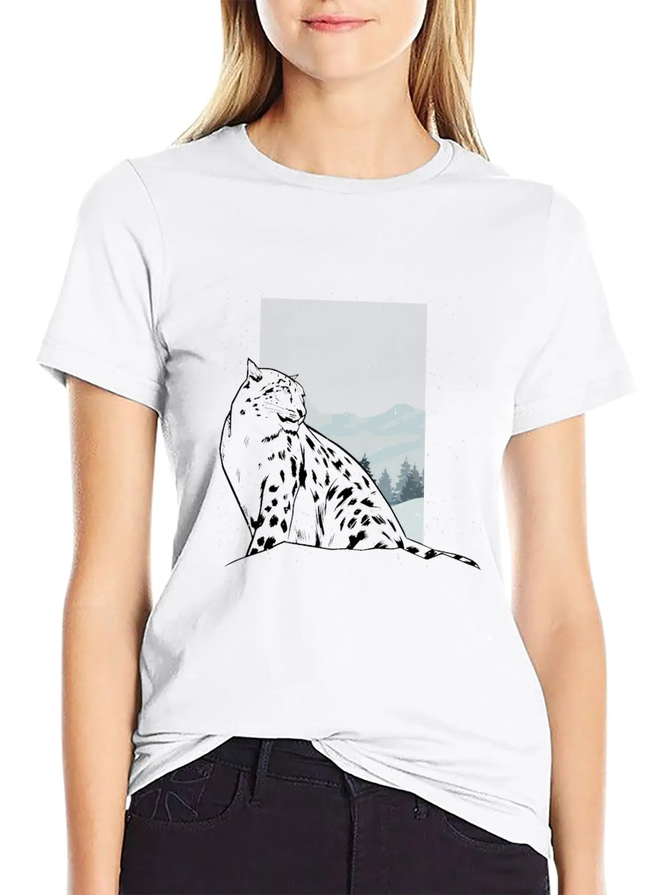 Snow Leopard Essential Cotton Tee For Daily Outfits ¨C Unisex Style