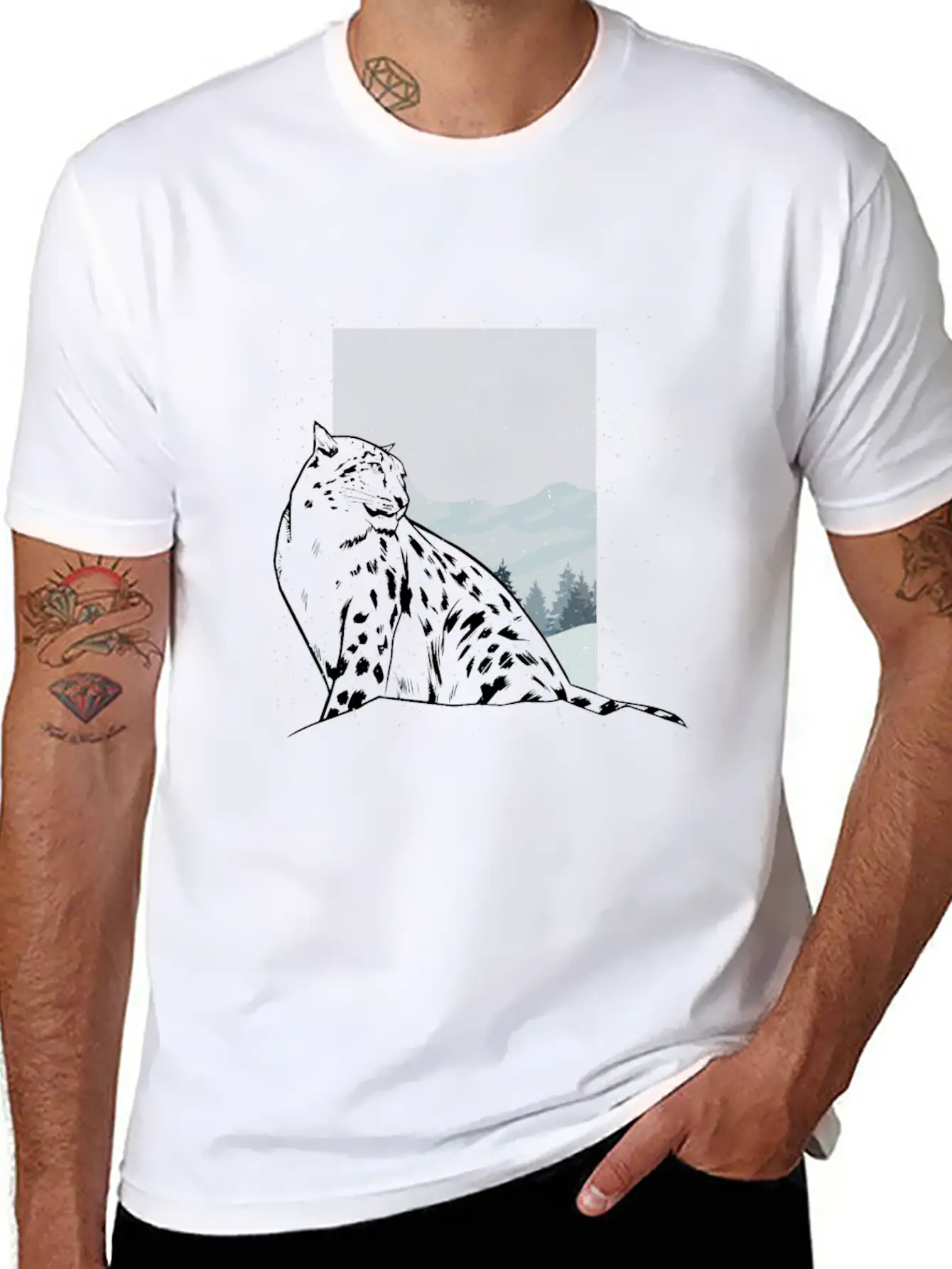 Snow Leopard Essential Cotton Tee For Daily Outfits ¨C Unisex Style