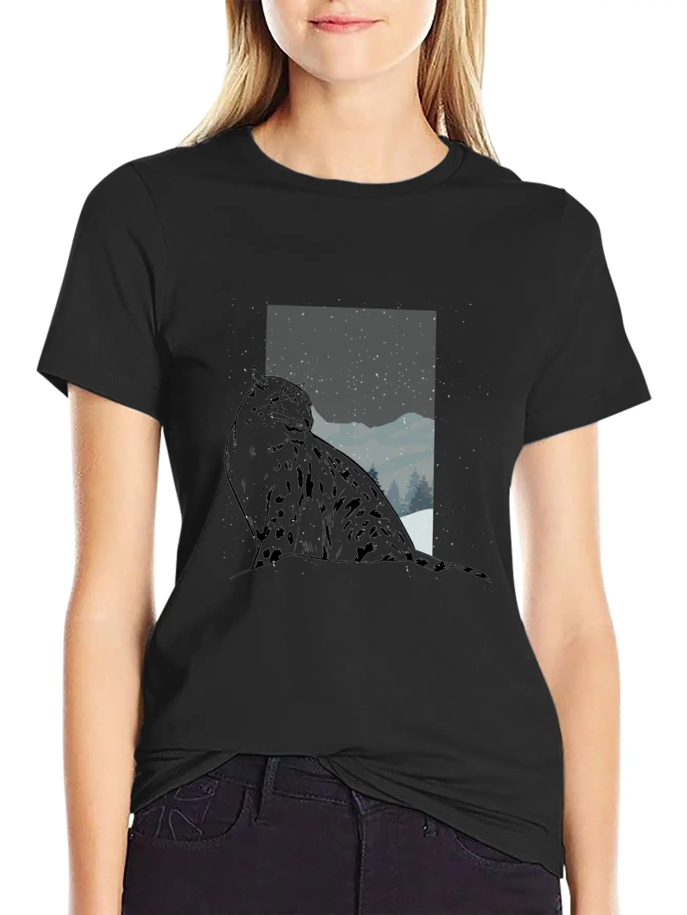 Snow Leopard Essential Cotton Tee For Daily Outfits ¨C Unisex Style