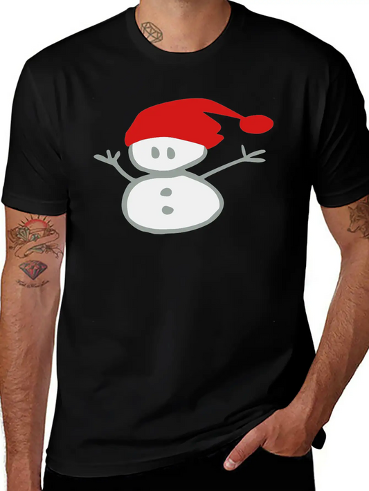 Snowman & Santa_hat Vector Art Soft Cotton Short Sleeve Tee ¨C Unisex Wardrobe Staple