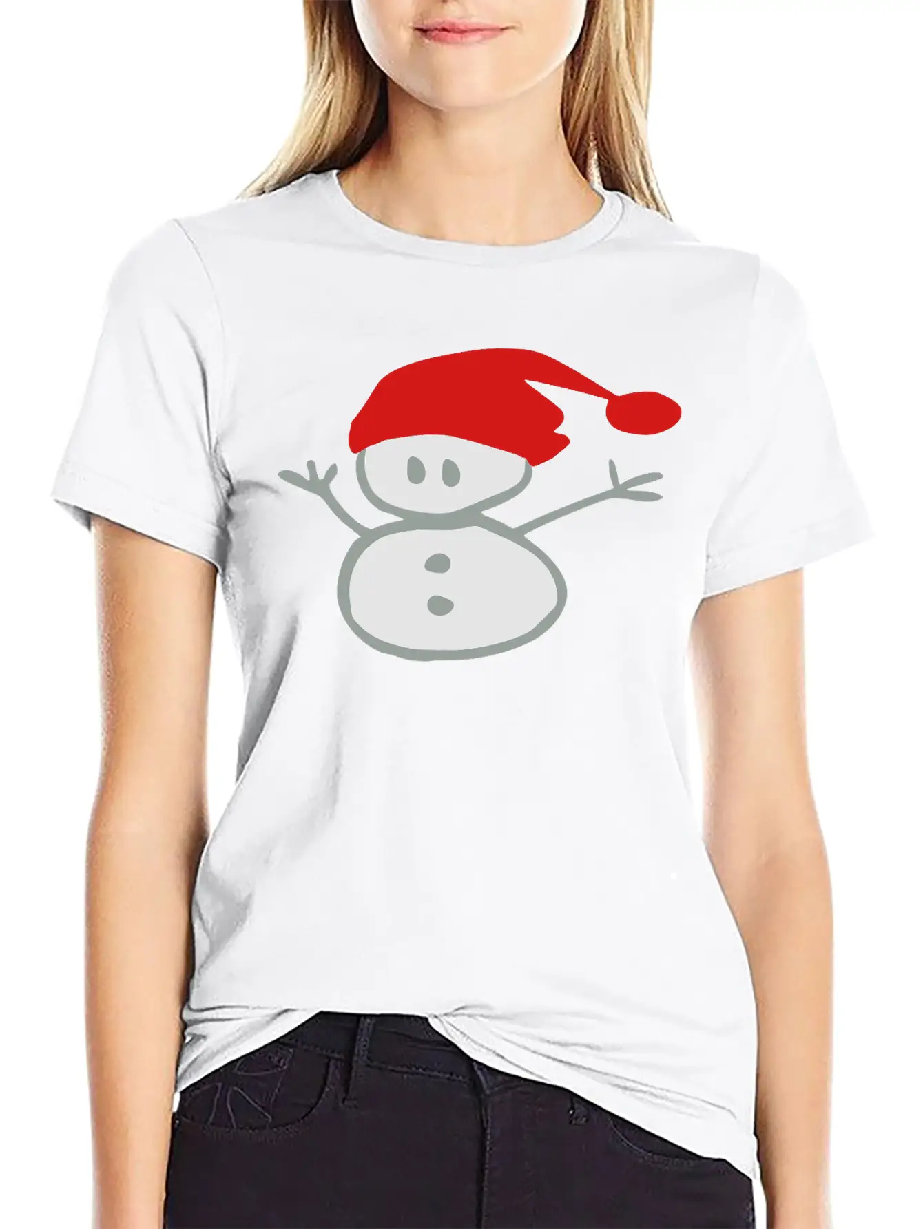 Snowman & Santa_hat Vector Art Soft Cotton Short Sleeve Tee ¨C Unisex Wardrobe Staple