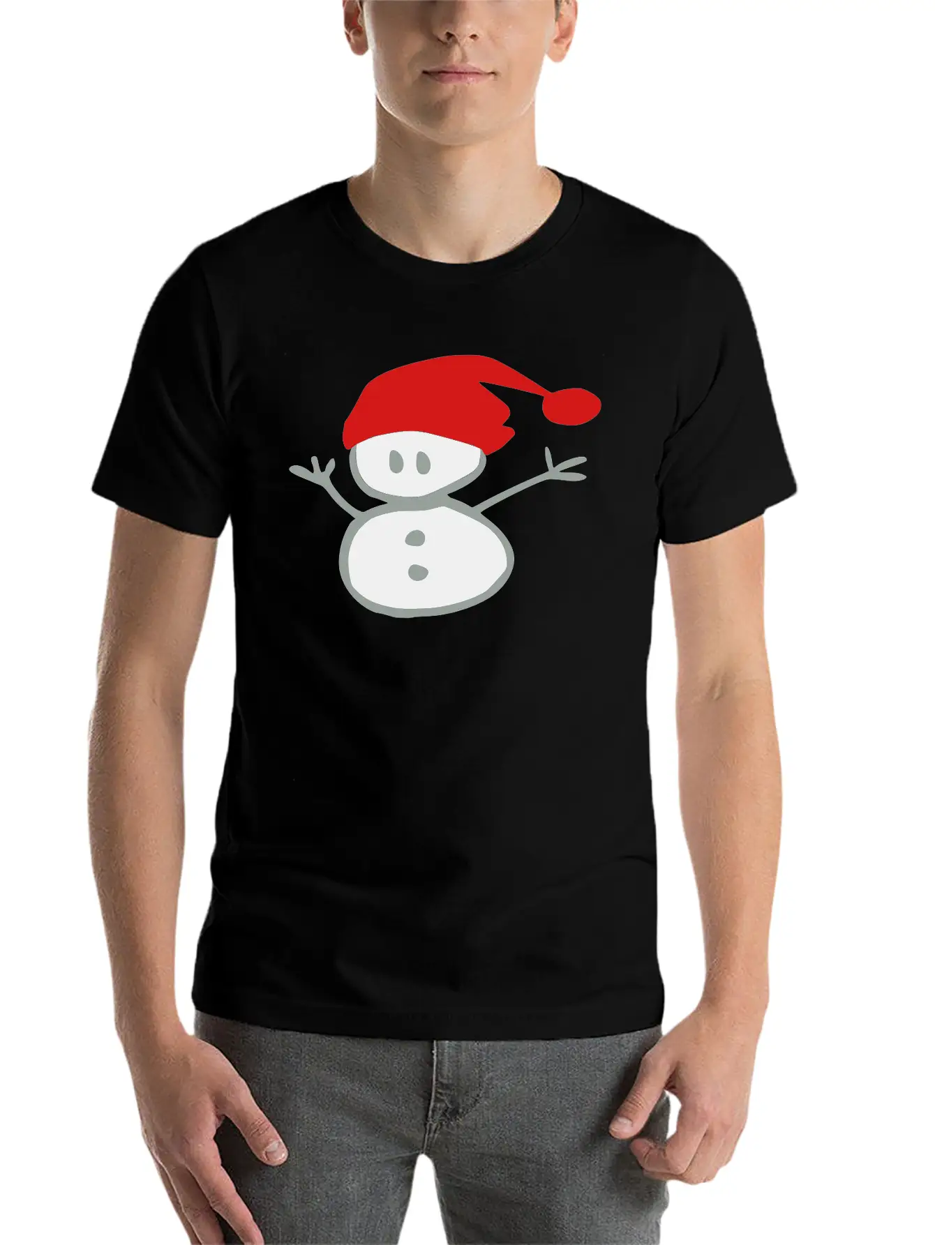 Snowman & Santa_hat Vector Art Soft Cotton Short Sleeve Tee ¨C Unisex Wardrobe Staple