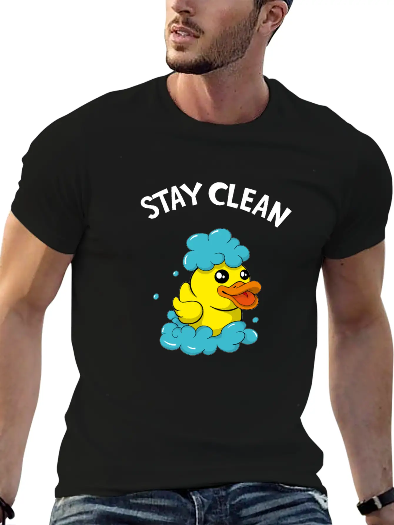 Soapmaker Stay Clean Funny Bath Duck Basic Graphic T-Shirt ¨C Daily Comfort In Soft Cotton