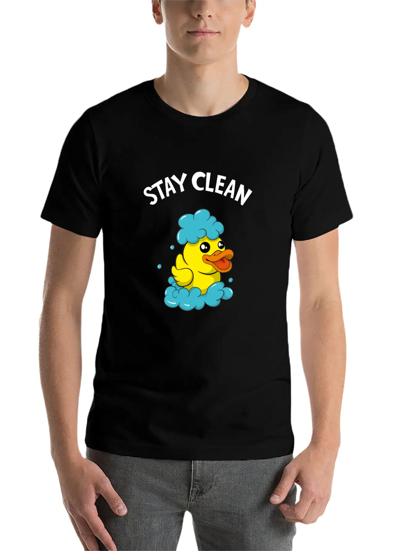 Soapmaker Stay Clean Funny Bath Duck Basic Graphic T-Shirt ¨C Daily Comfort In Soft Cotton