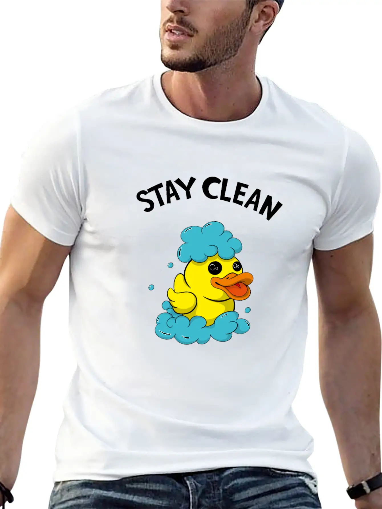 Soapmaker Stay Clean Funny Bath Duck Basic Graphic T-Shirt ¨C Daily Comfort In Soft Cotton