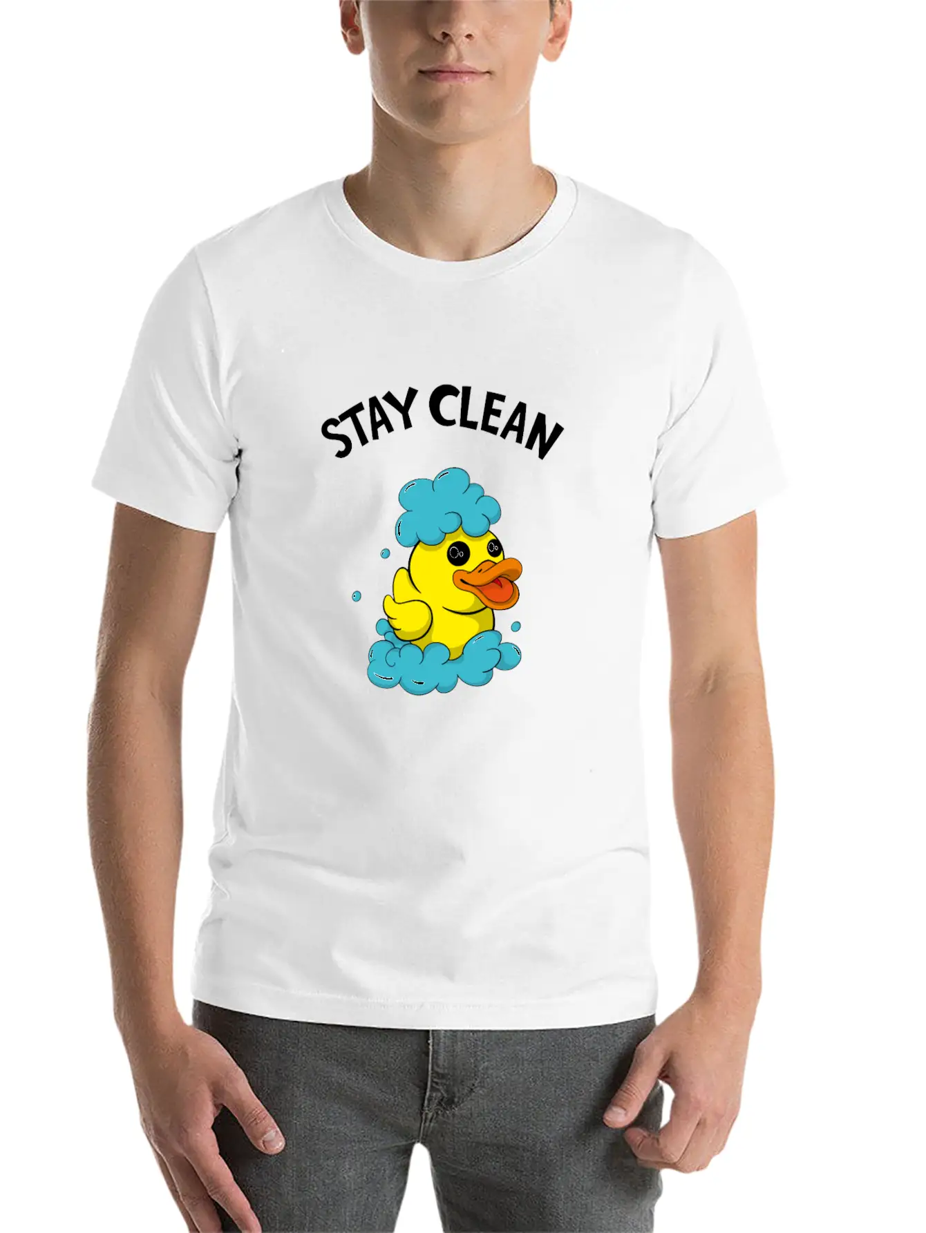 Soapmaker Stay Clean Funny Bath Duck Basic Graphic T-Shirt ¨C Daily Comfort In Soft Cotton