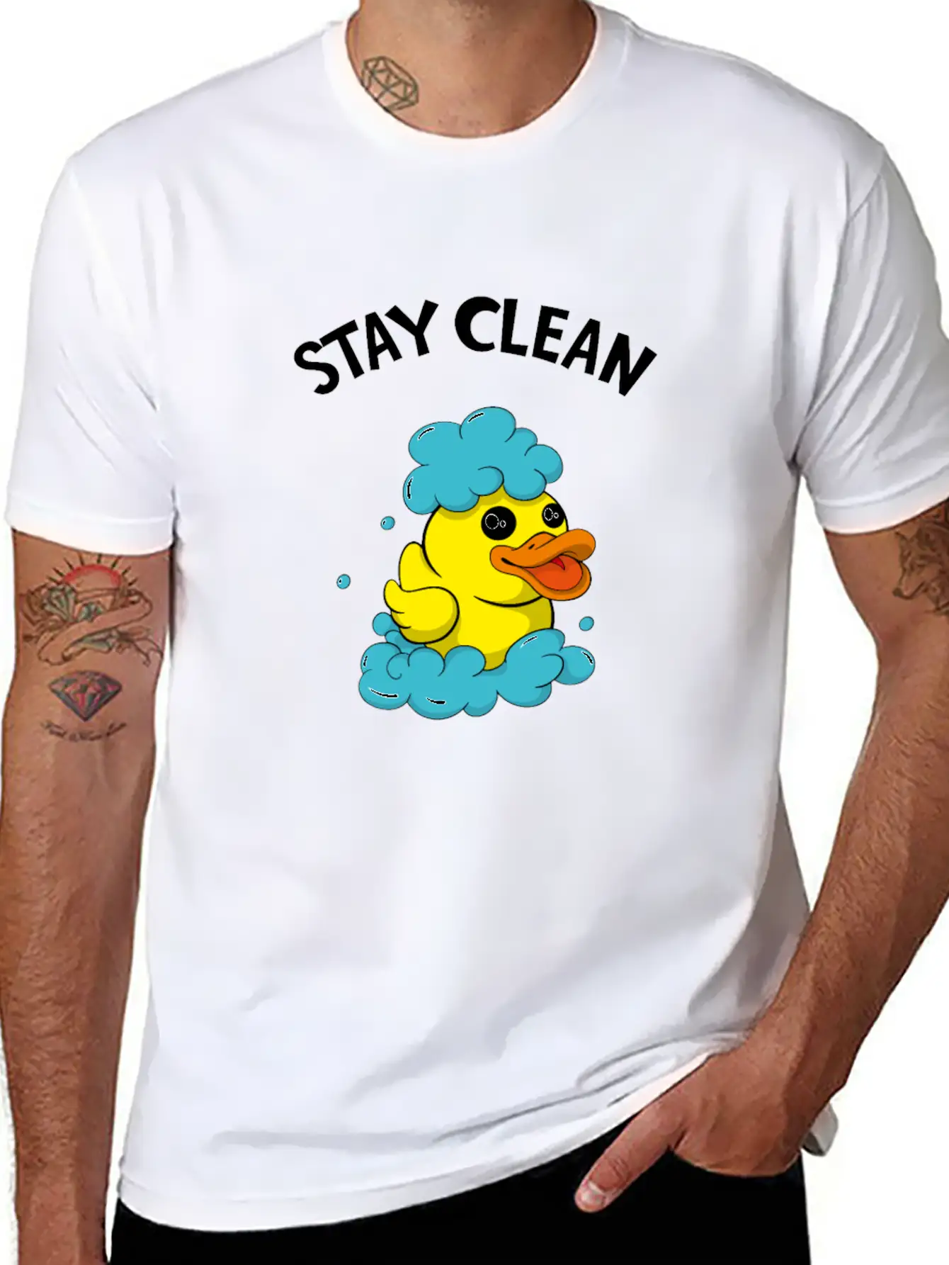 Soapmaker Stay Clean Funny Bath Duck Basic Graphic T-Shirt ¨C Daily Comfort In Soft Cotton