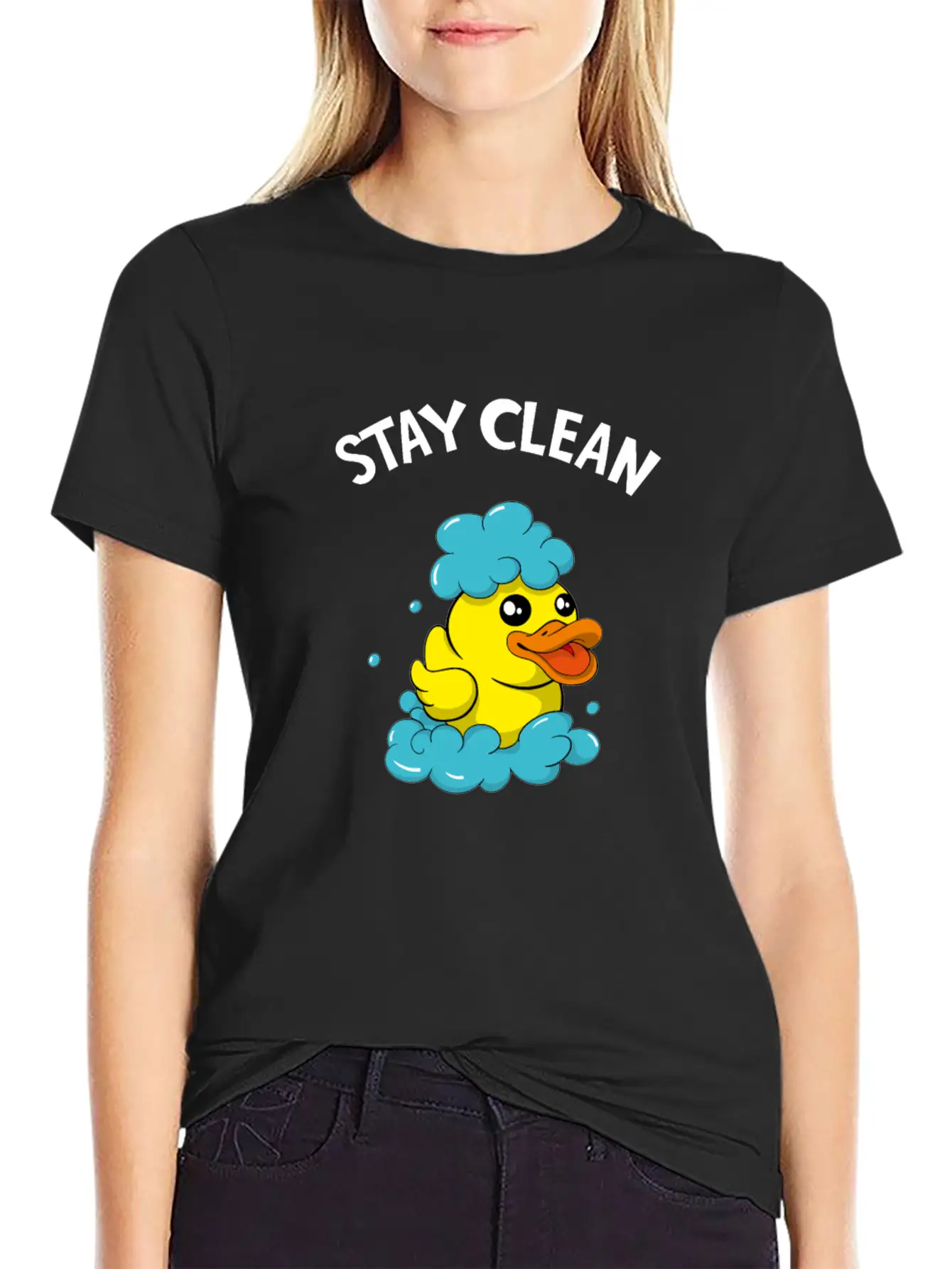 Soapmaker Stay Clean Funny Bath Duck Basic Graphic T-Shirt ¨C Daily Comfort In Soft Cotton