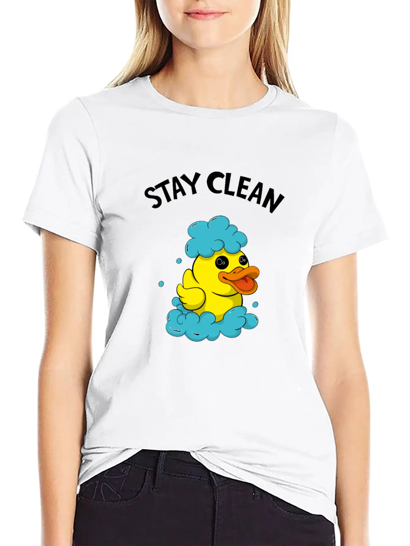 Soapmaker Stay Clean Funny Bath Duck Basic Graphic T-Shirt ¨C Daily Comfort In Soft Cotton