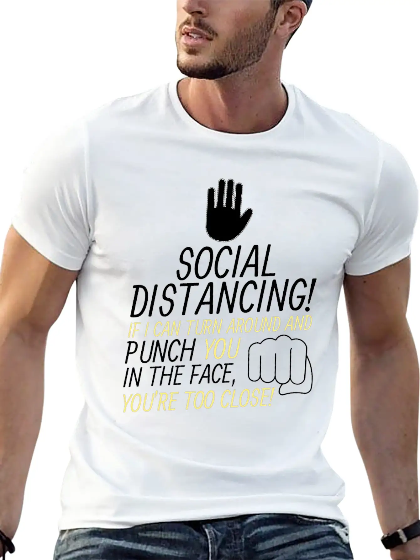 Social Distancing If I Can Turn Around And Punch Basic Graphic T-Shirt ¨C Daily Comfort In Soft Cotton