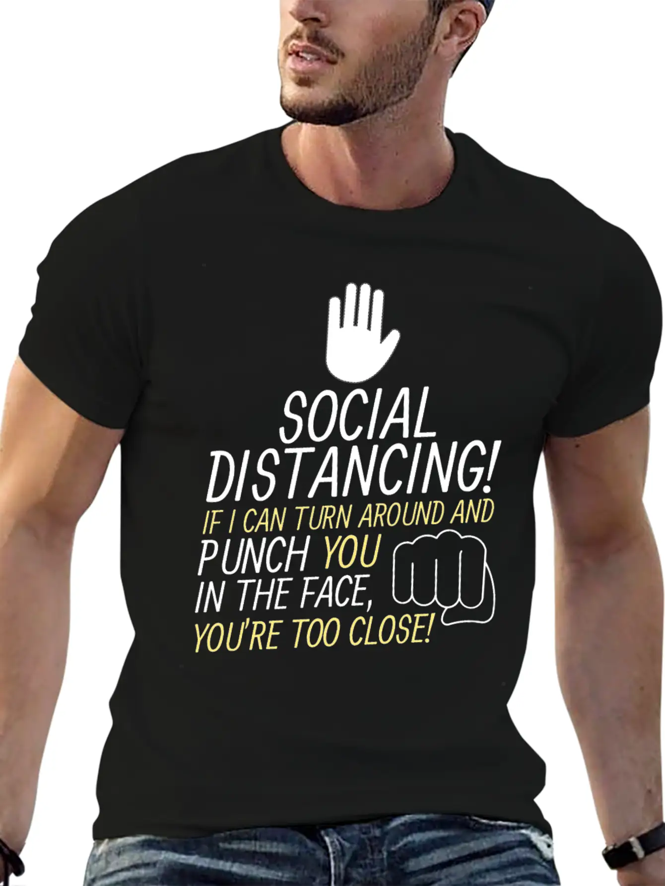 Social Distancing If I Can Turn Around And Punch Basic Graphic T-Shirt ¨C Daily Comfort In Soft Cotton