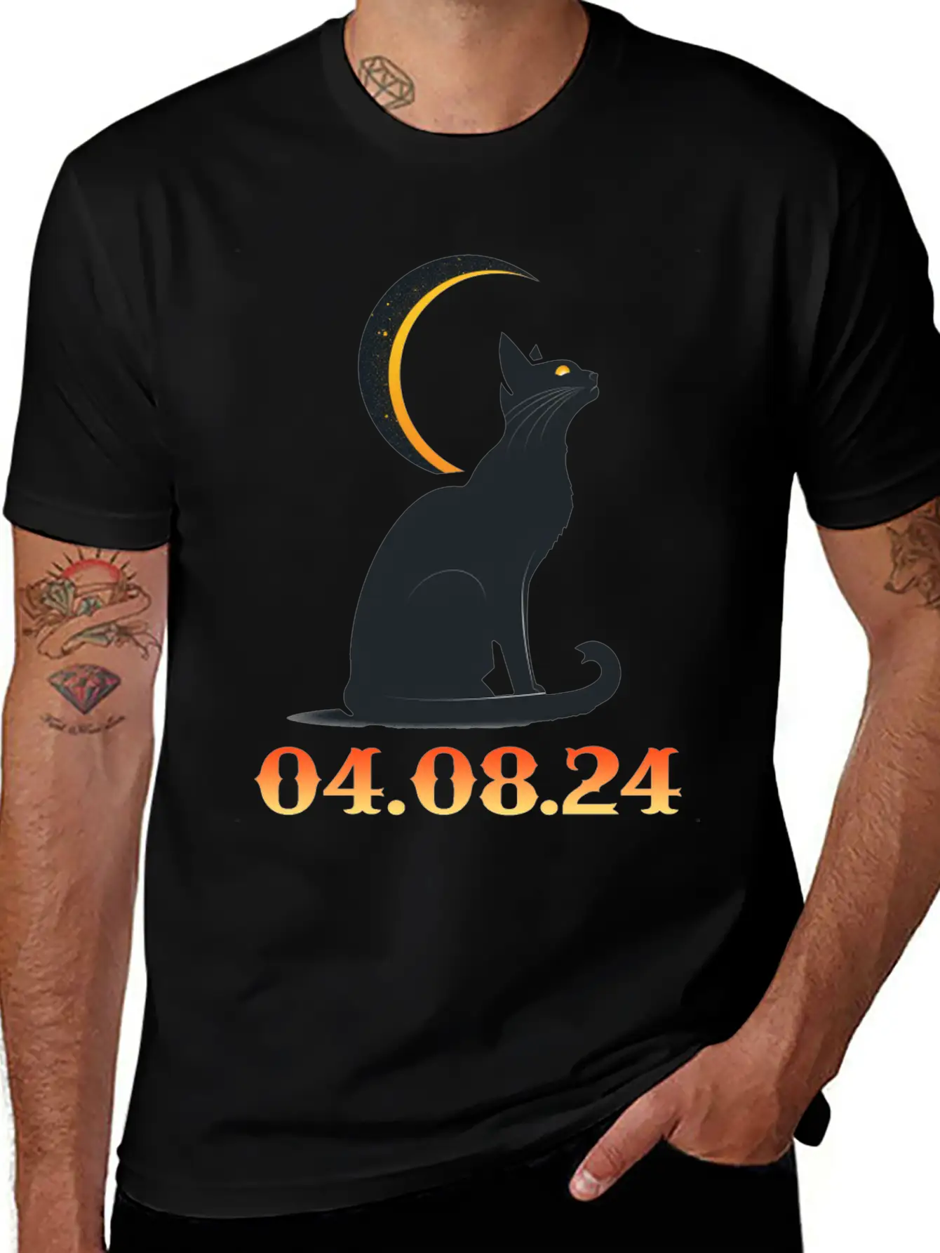 Solar Eclipse April 8 2024 Cat Total Solar Eclipse Basic Graphic T-Shirt ¨C Daily Comfort In Soft Cotton