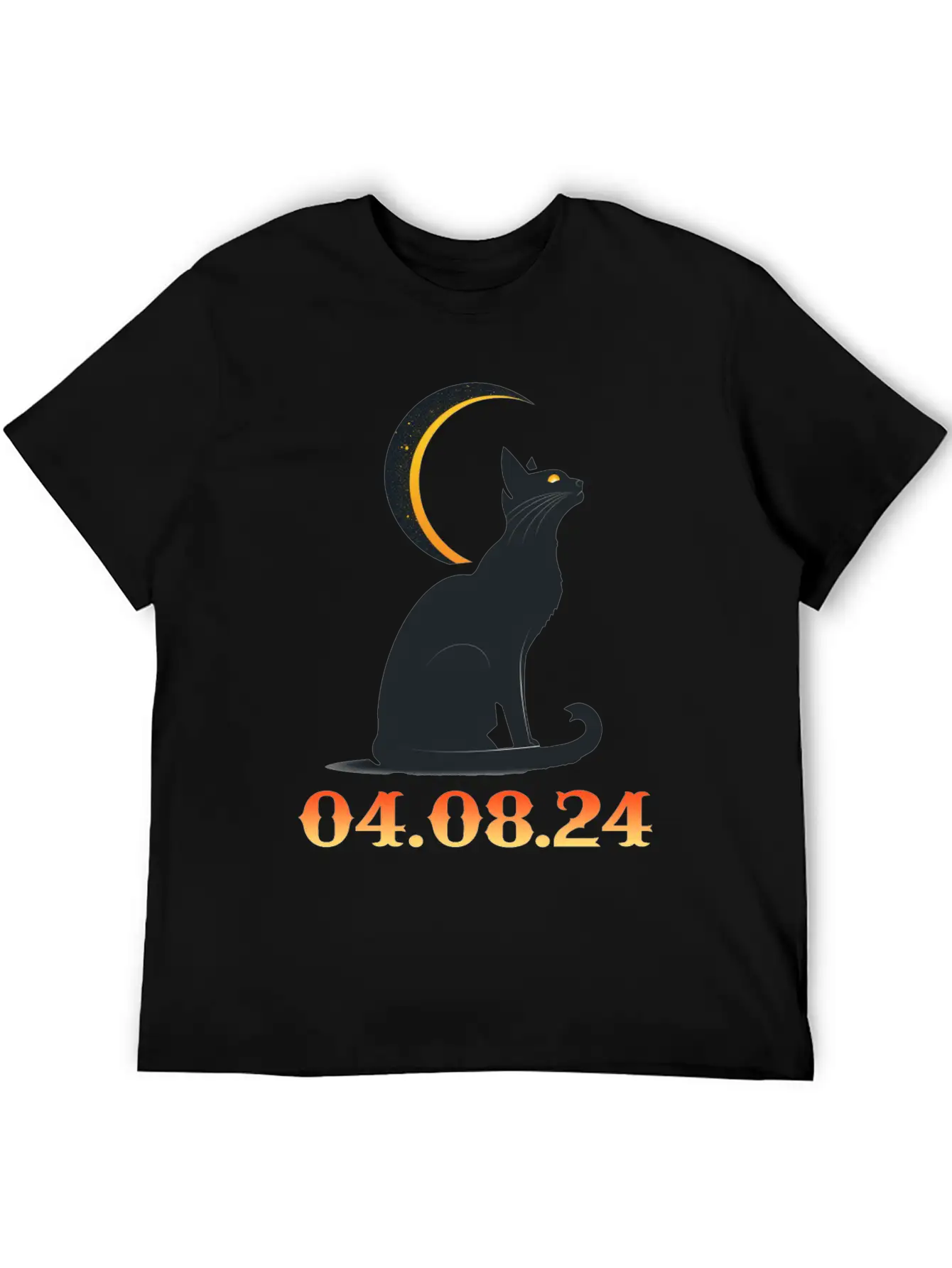 Solar Eclipse April 8 2024 Cat Total Solar Eclipse Basic Graphic T-Shirt ¨C Daily Comfort In Soft Cotton