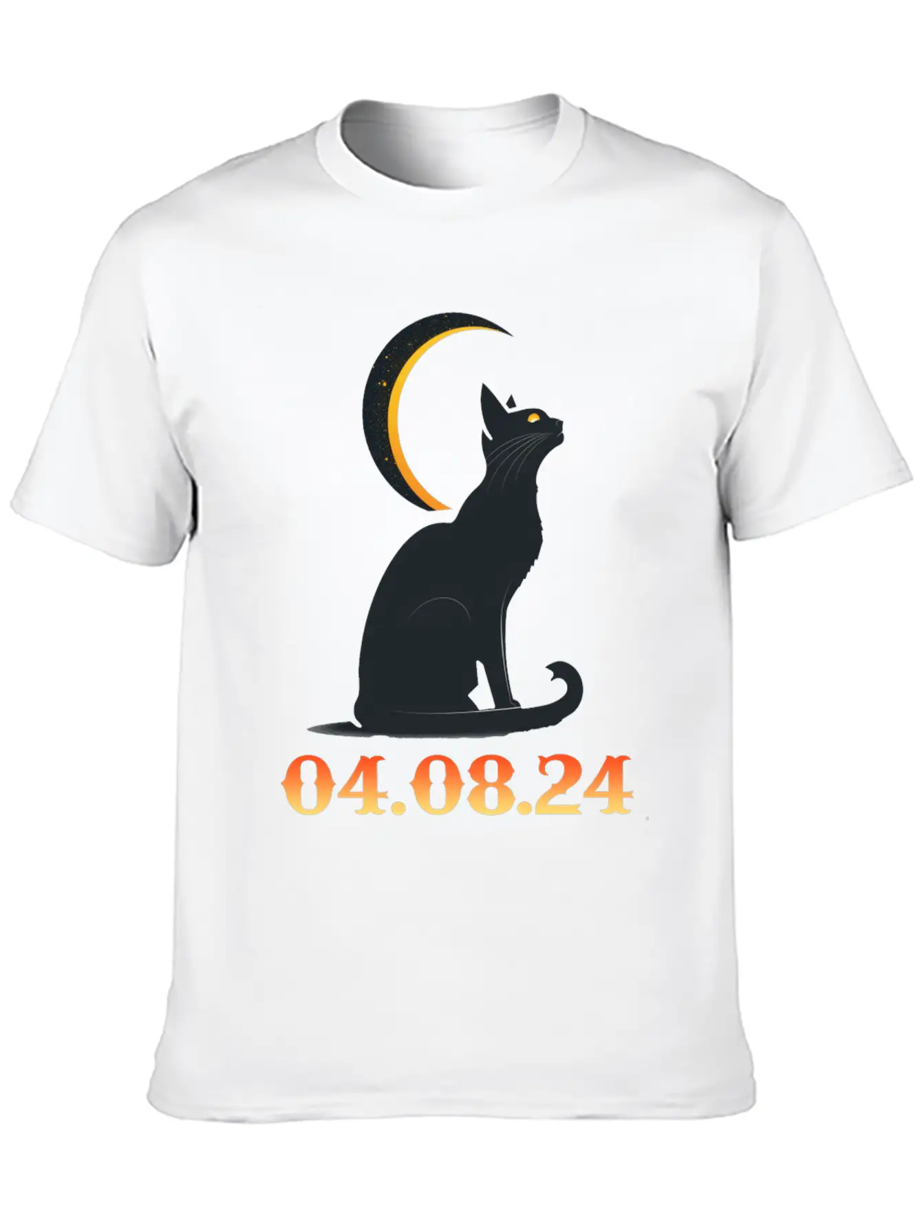 Solar Eclipse April 8 2024 Cat Total Solar Eclipse Basic Graphic T-Shirt ¨C Daily Comfort In Soft Cotton